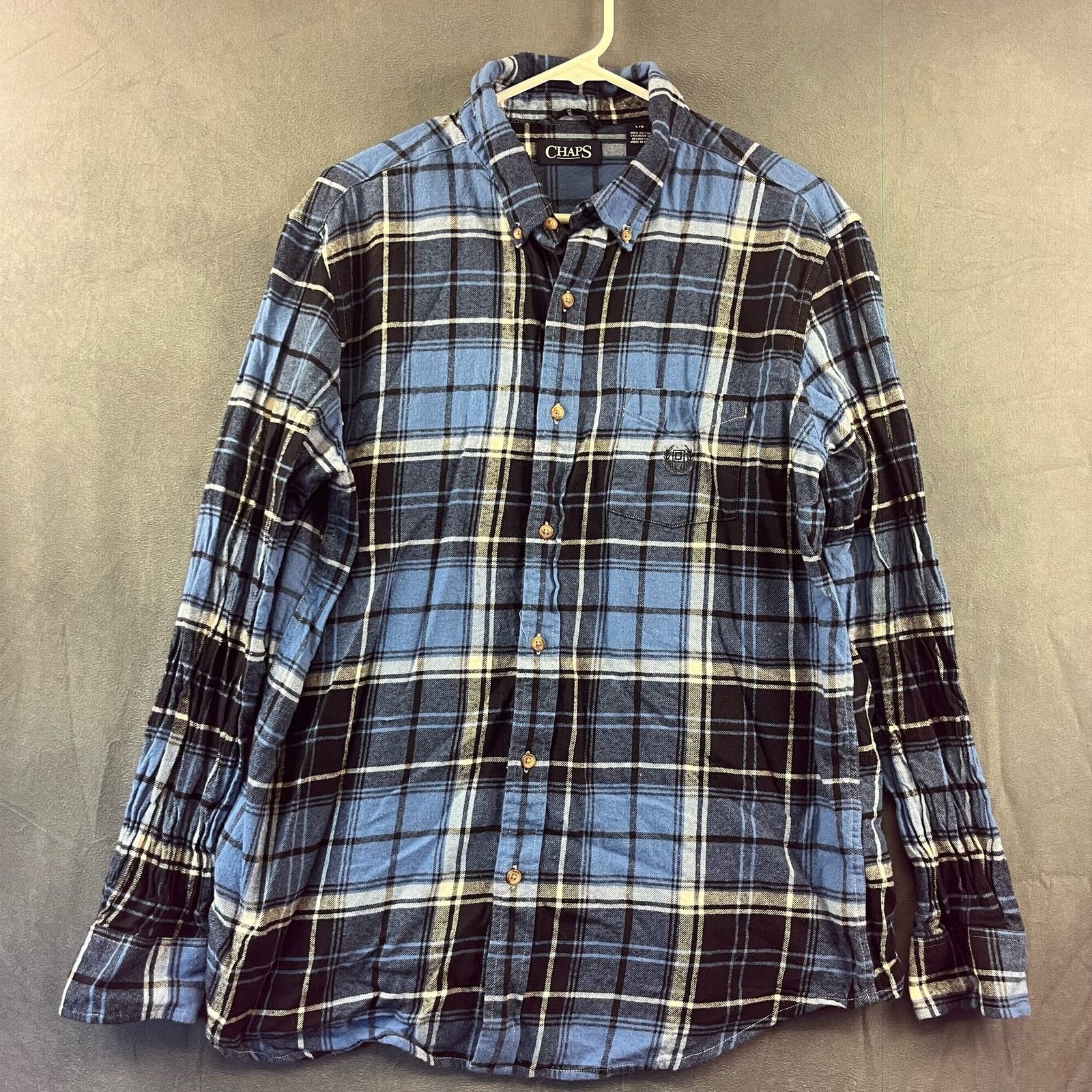Chaps Chaps Flannel Shirt Mens Large Plaid Blue Black Western Farm ...