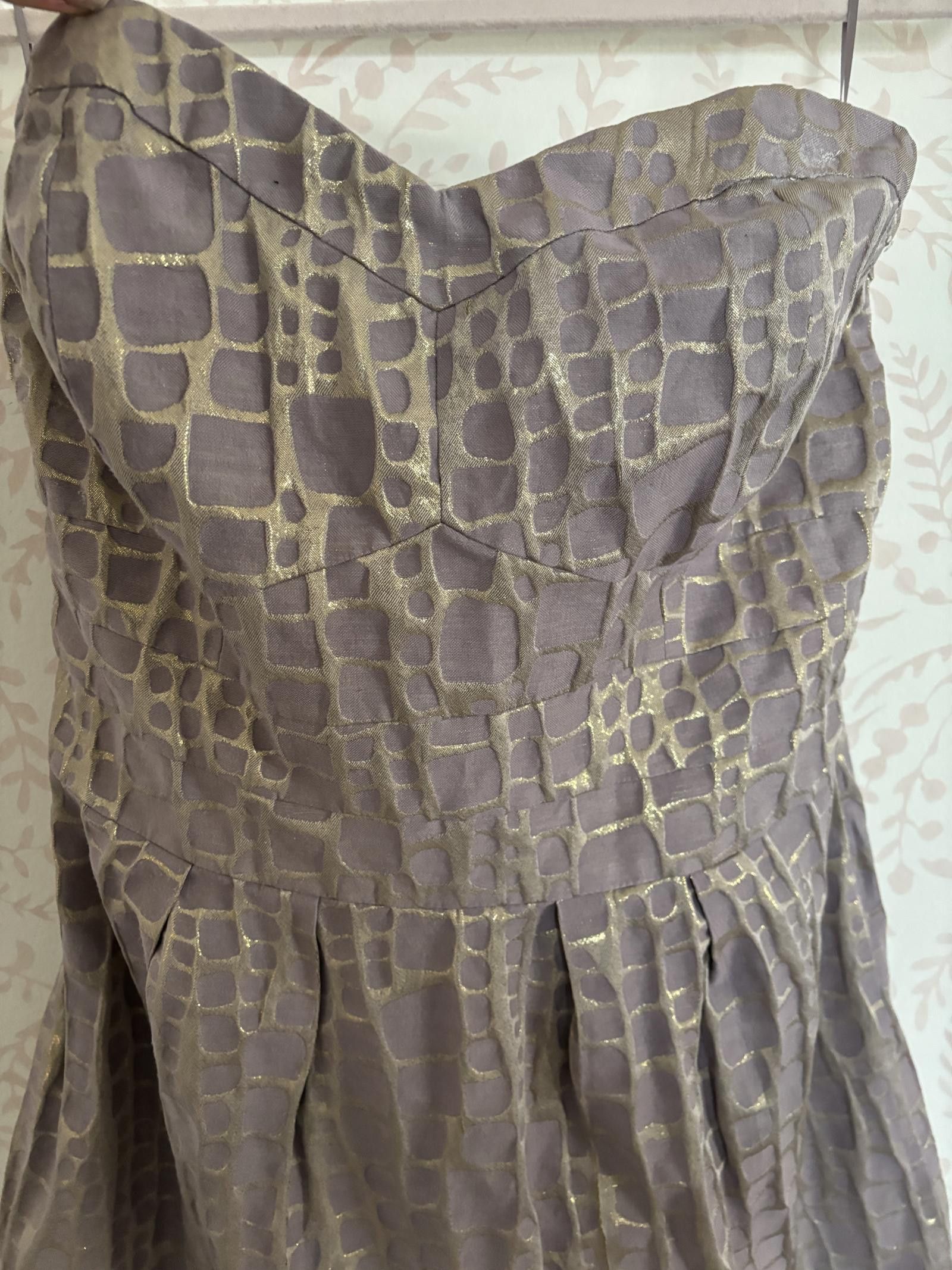 American Eagle Outfitters NWOT AE Gold and Taupe Stylish Strapless Print Dress Size XL / US 12-14 / IT 48-50 - 5 Thumbnail