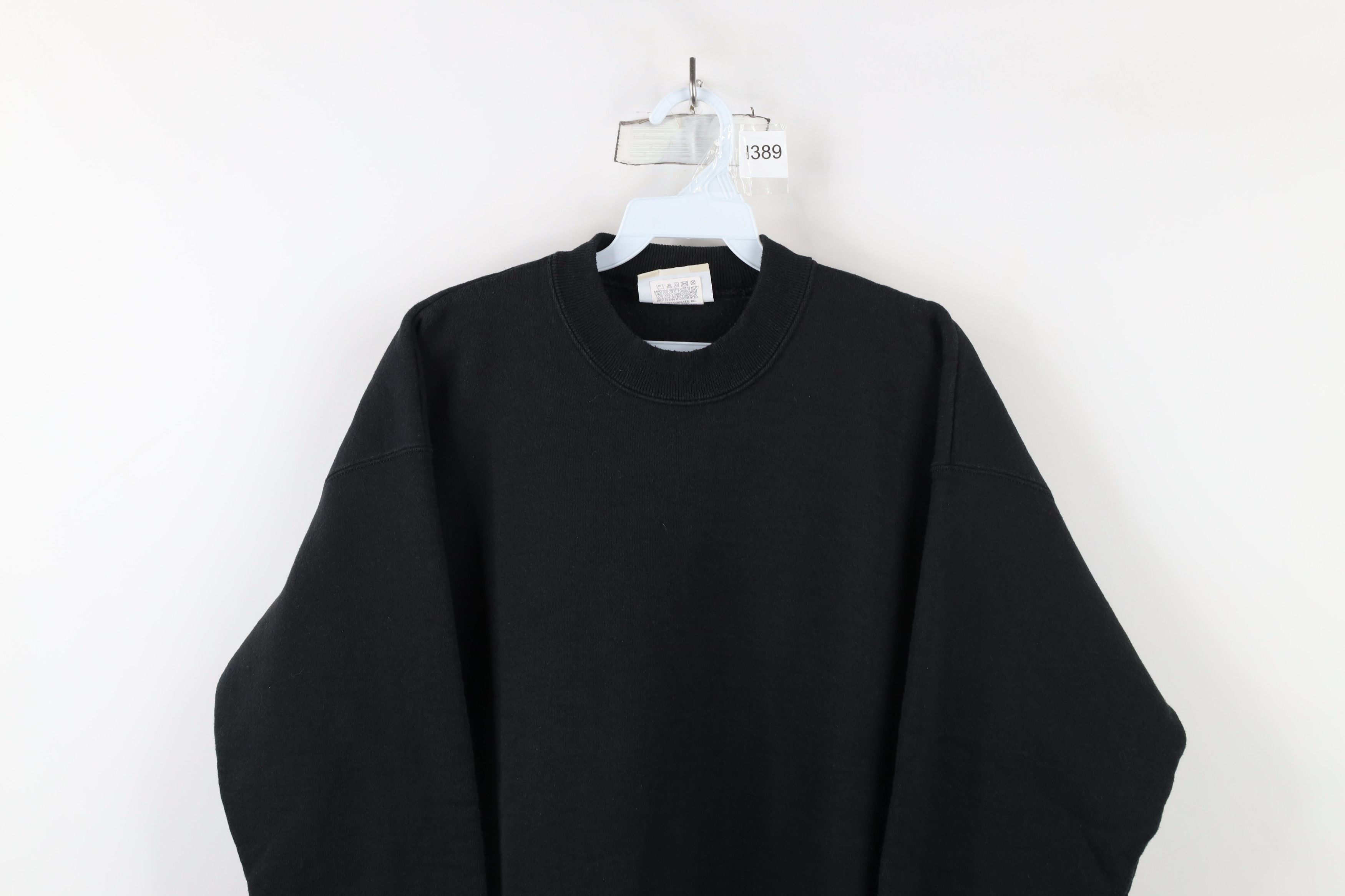 Vintage Vintage 90s Streetwear Blank Hevyweight Sweatshirt Black USA Size XL / US 12-14 / IT 48-50 - 2 Thumbnail