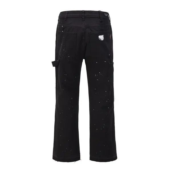 Japanese Brand VIBE Splattered Paint Wide Leg Flare Black Denim Jeans Size US 34 / EU 50 - 4 Thumbnail