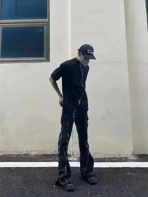 Japanese Brand Flared Zip Up Black Jeans Size US 30 / EU 46 - 2 Thumbnail