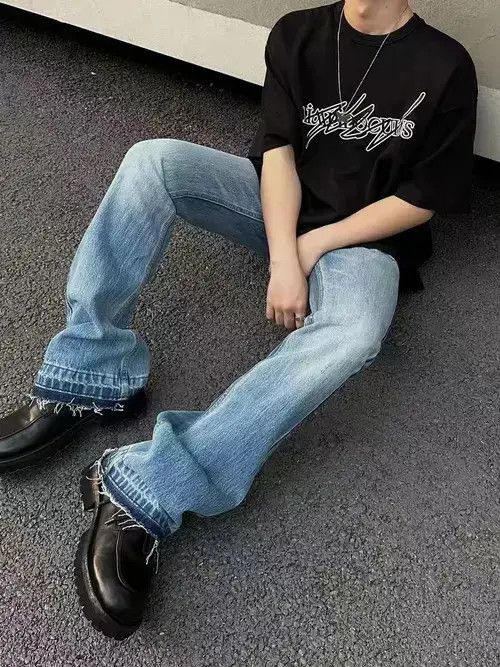 Japanese Brand × Jean Retro casual street ripped micro-flared jeans Size US 32 / EU 48 - 3 Thumbnail