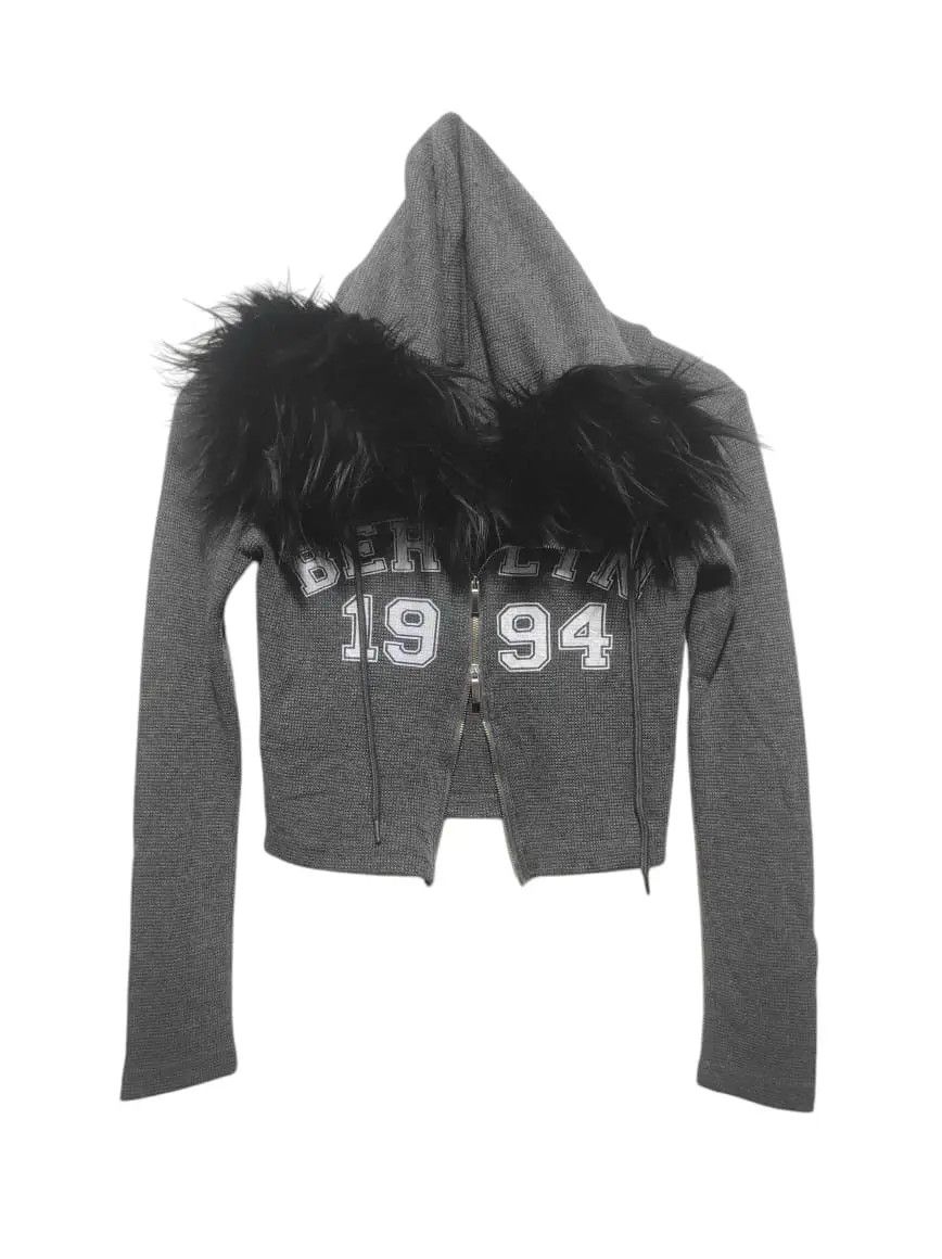 Japanese Brand Magenta Studio Crop Double Zipper Fur Hoodie LGB style Size S / US 4 / IT 40 - 3 Thumbnail