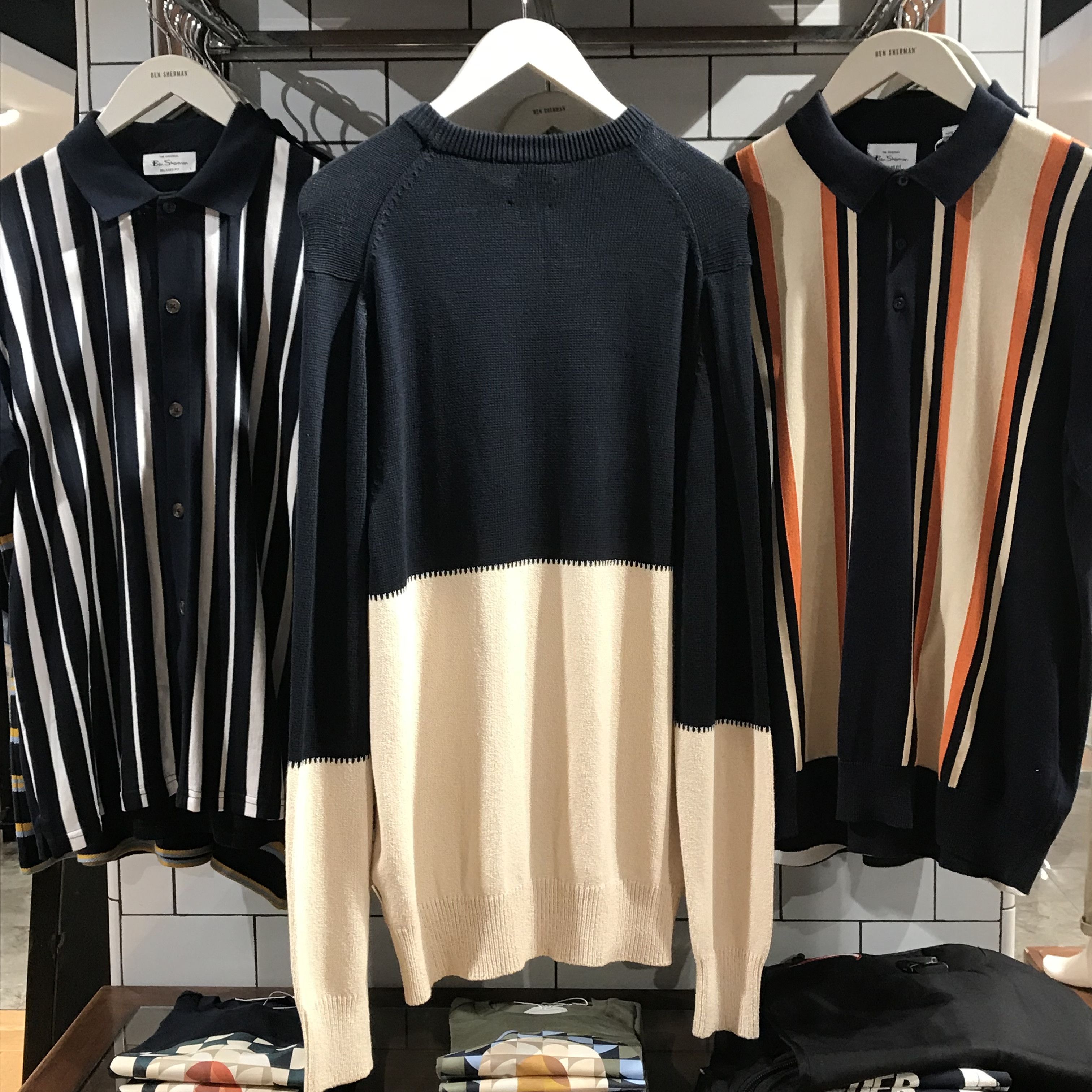 Ben Sherman Ben Sherman Crinkle Cotton Crewneck Jumper Dark Navy Beige Size US L / EU 52-54 / 3 - 5 Thumbnail