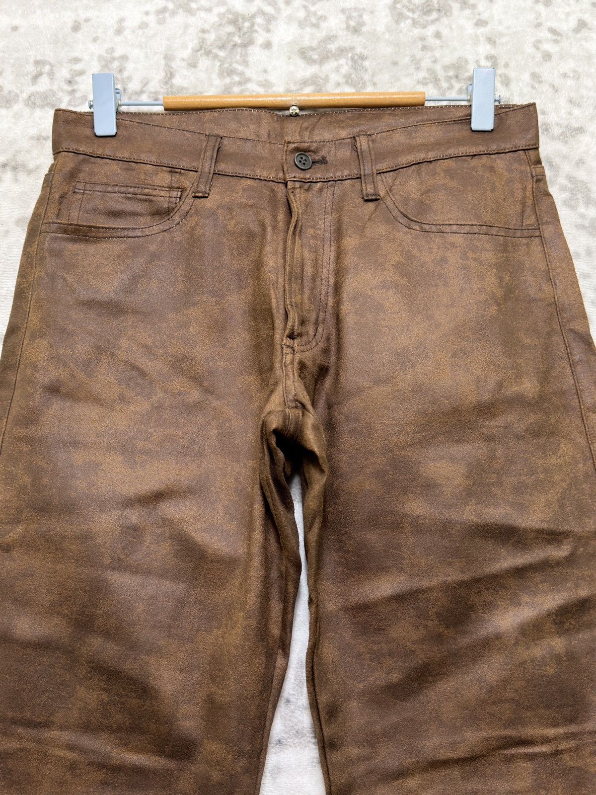 Vintage Mens Melrose Ricky Waxed Jeans Leather Look Straight Denim Size US 28 / EU 44 - 3 Thumbnail
