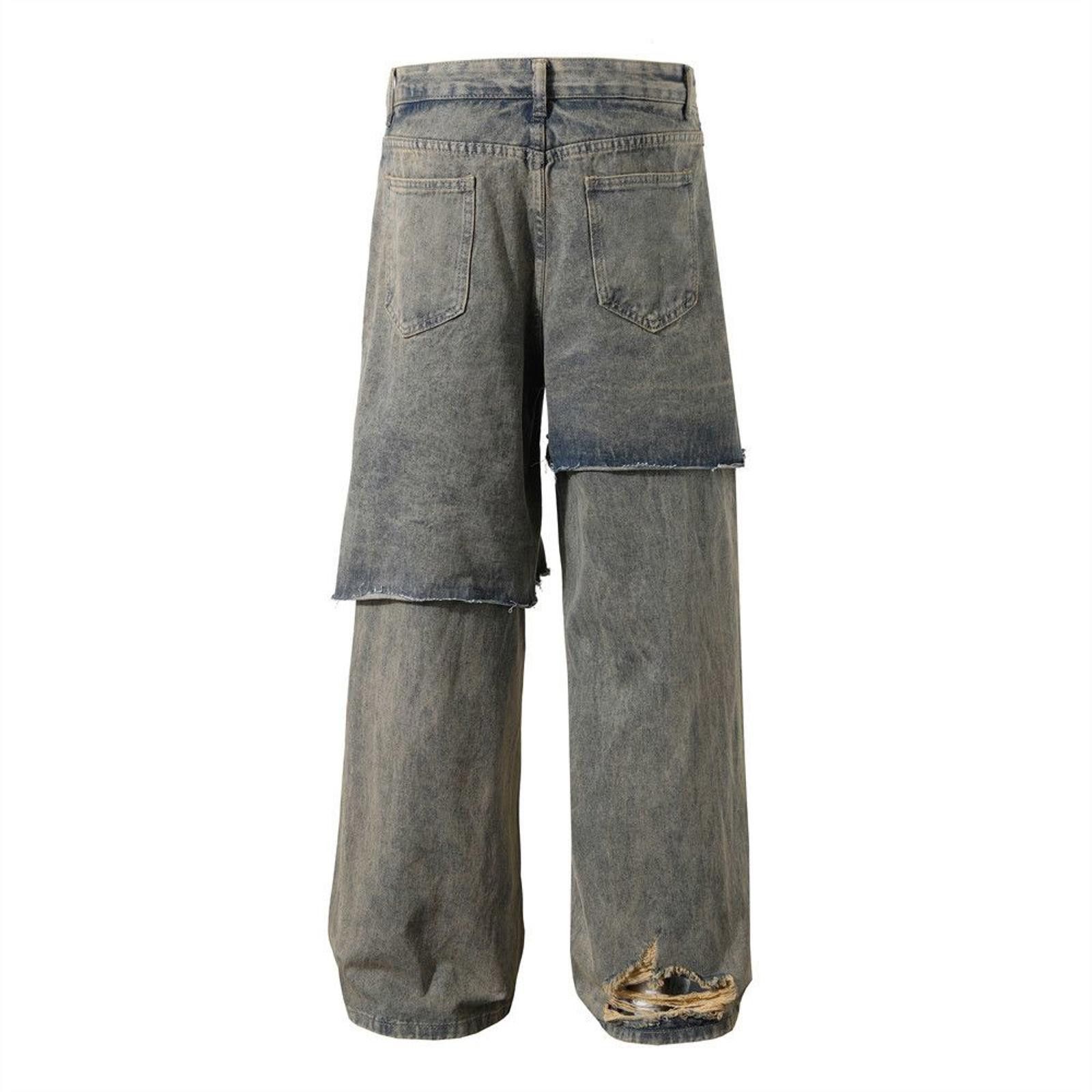 Jean × Vintage Distressed Washed Baggy Wide Leg Jeans Size US 32 / EU 48 - 2 Thumbnail