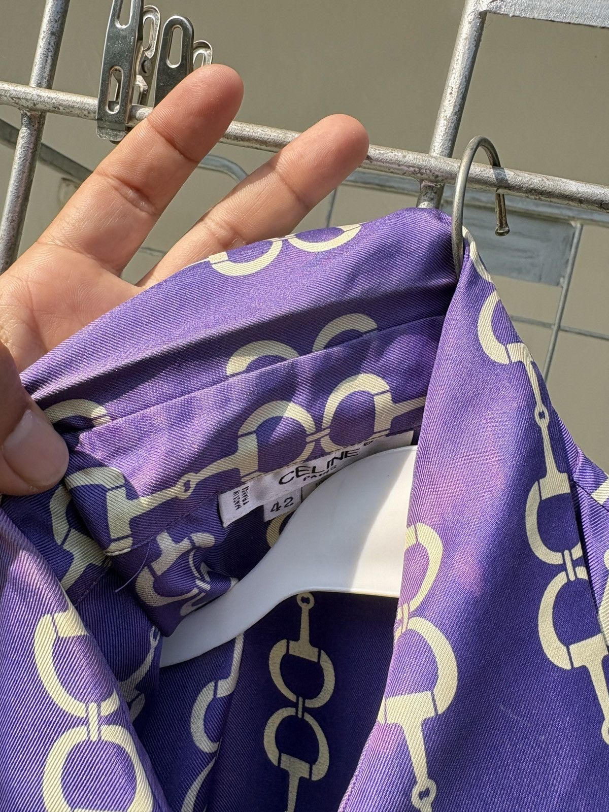 Celine Celine horsebit purple silk shirt Size M / US 6-8 / IT 42-44 - 7 Thumbnail