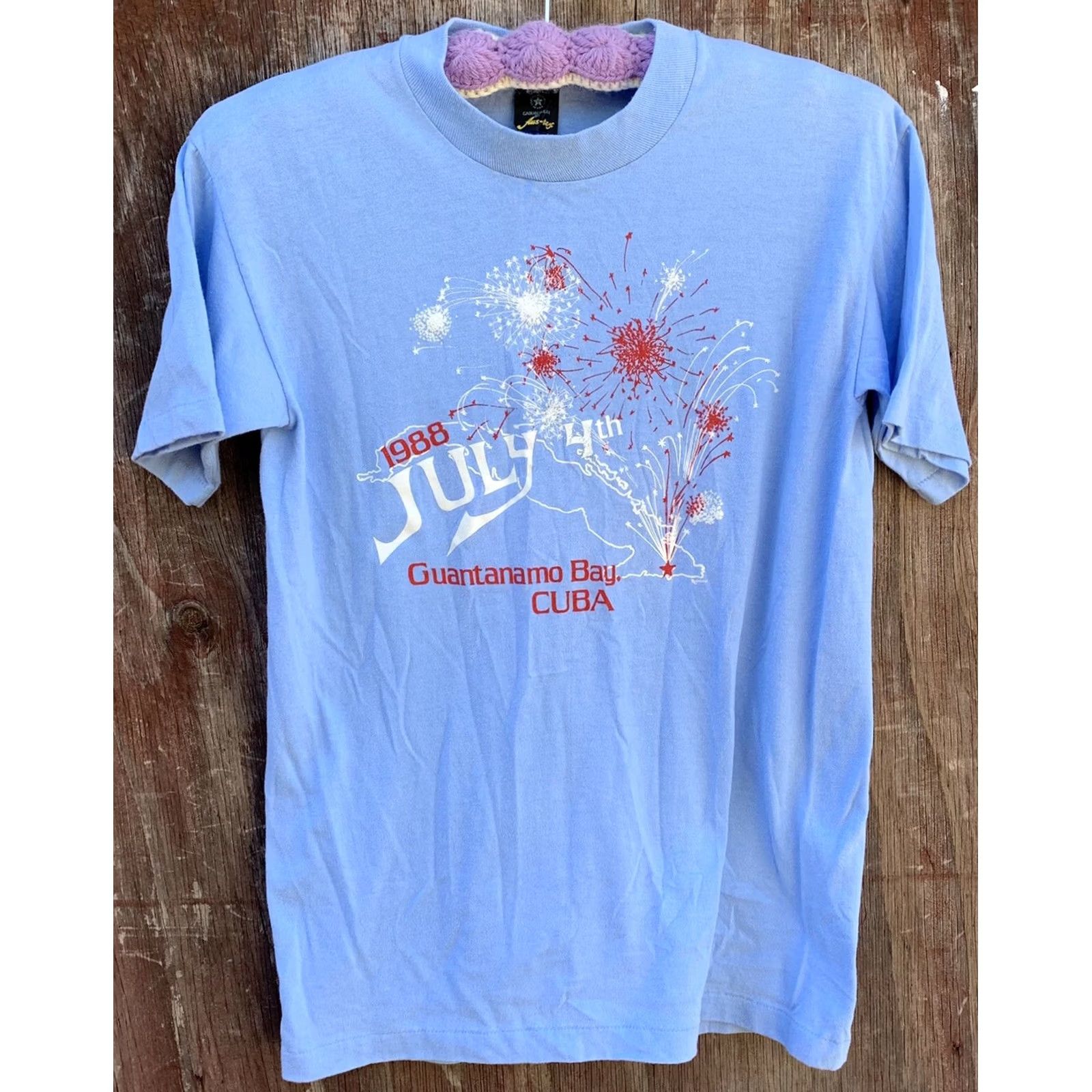 Vintage VINTAGE July 4th Guantanamo Bay Cuba T-Shirt M 38-40 Blue Cotton Blend Aus-tex Mens 80s USA 4th Of July Graphic Print Single Stitch 1988 Size US M / EU 48-50 / 2 - 6 Thumbnail