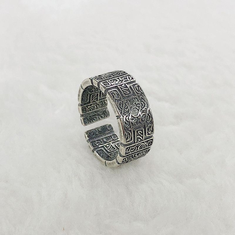 Jewelry × Vintage Resizable Retro Tang Grass Pattern Ring Size ONE SIZE - 3 Thumbnail