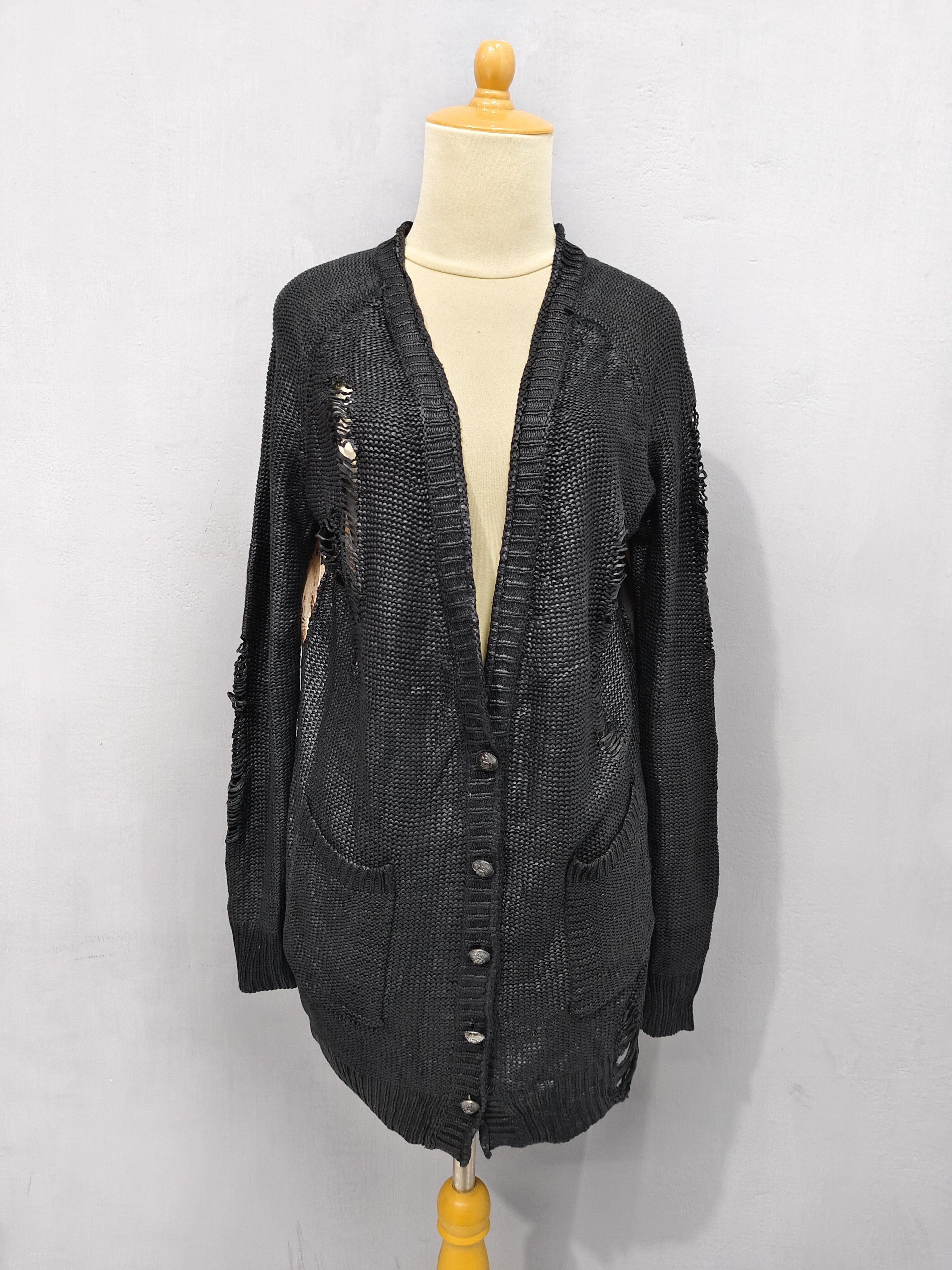 Seditionaries 🇫🇷 Rive Gauche❤️‍🔥Punk Gothic Distressed Wax Knit Cardiga Size M / US 6-8 / IT 42-44 - 5 Thumbnail