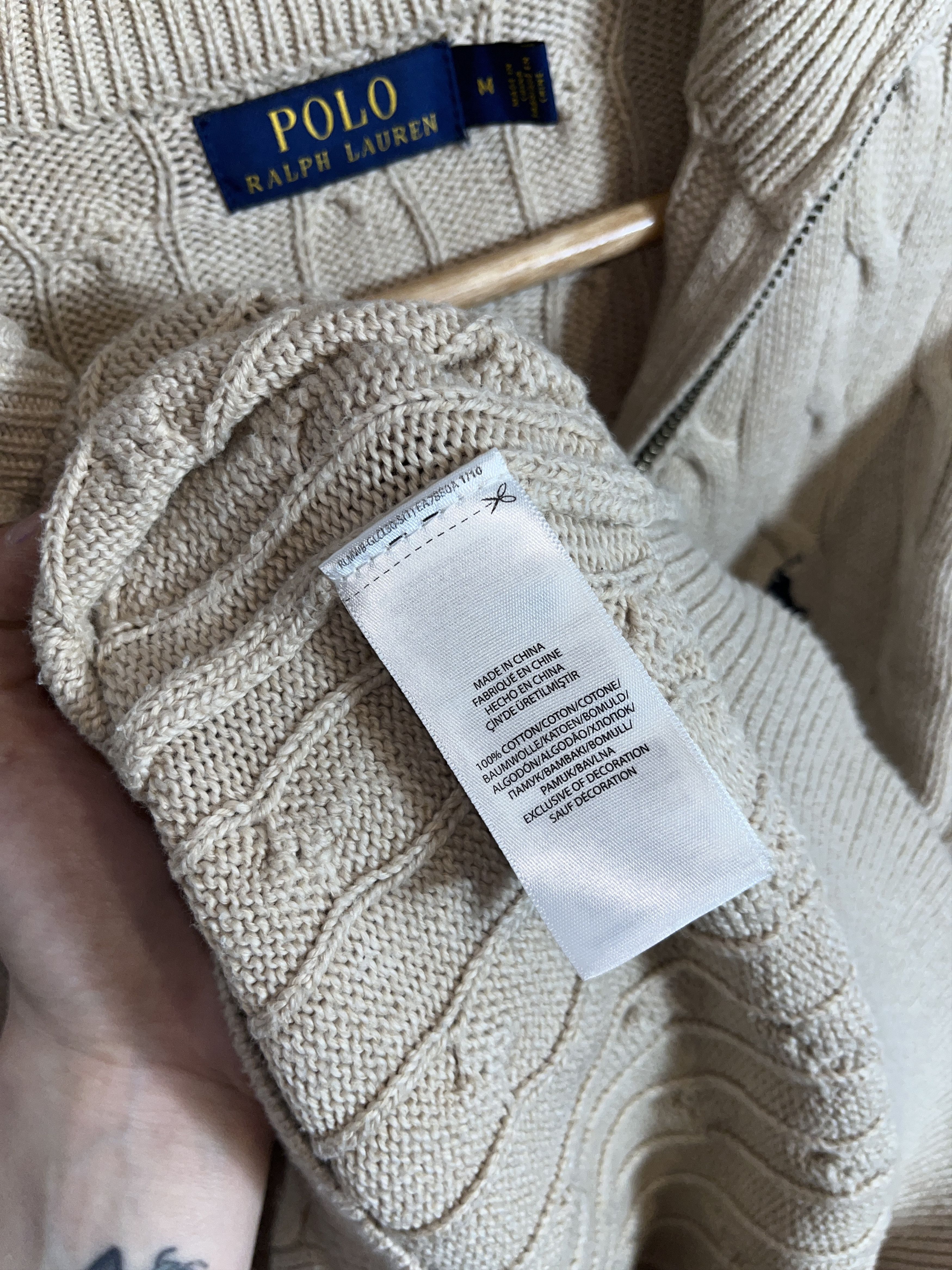 Polo Ralph Lauren Polo Ralph Lauren Beige quarter zip cable knit sweater Size US M / EU 48-50 / 2 - 9 Thumbnail