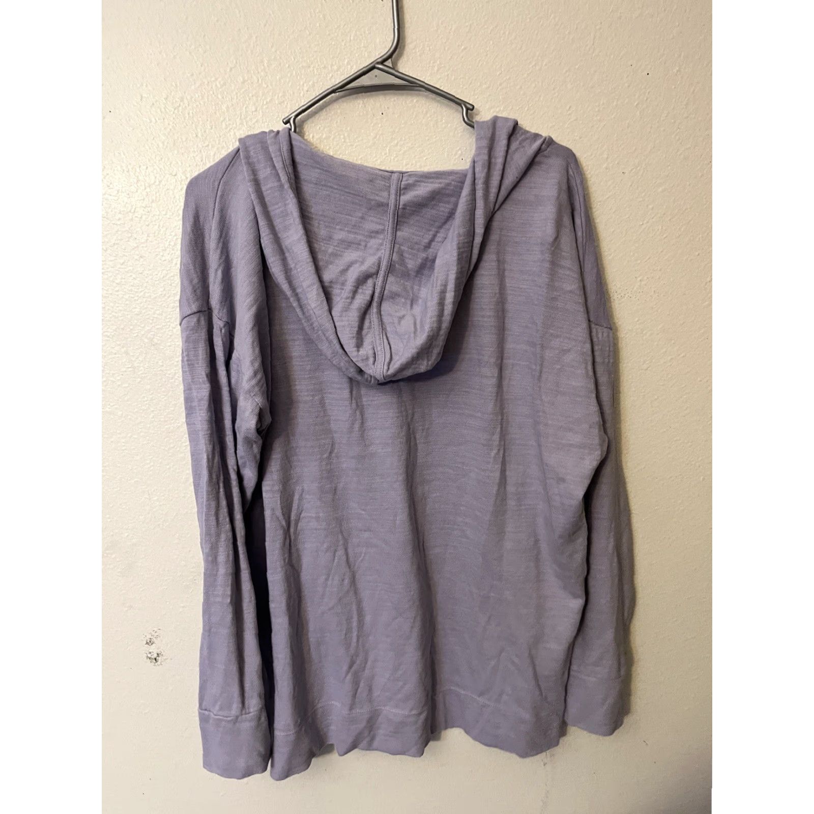 Loft LOFT Hoodie Womens Large Purple V Neck Lightweight Hooded Top Casual Pullover Knit 100% Cotton Size L / US 10 / IT 46 - 3 Thumbnail