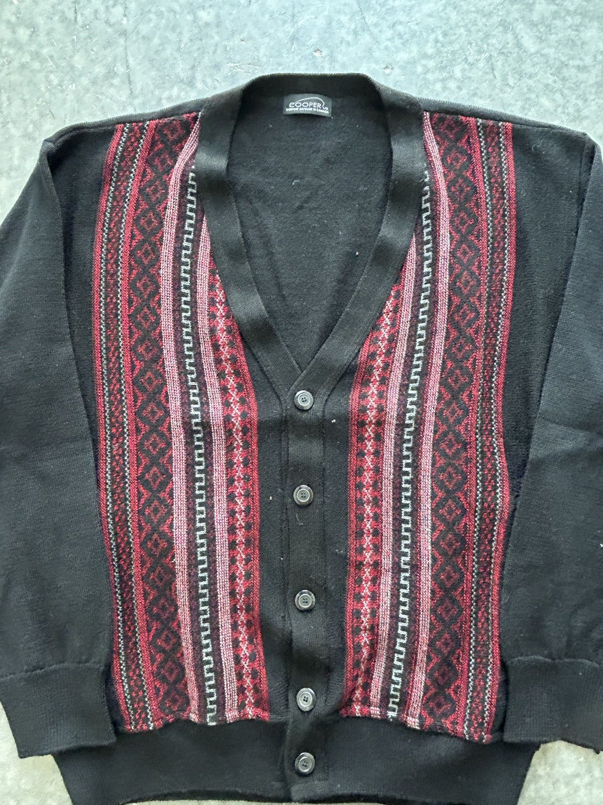 Cooper Vintage 90s Cooper Patterned Knit Cardigan Sweater Size US XL / EU 56 / 4 - 2 Thumbnail