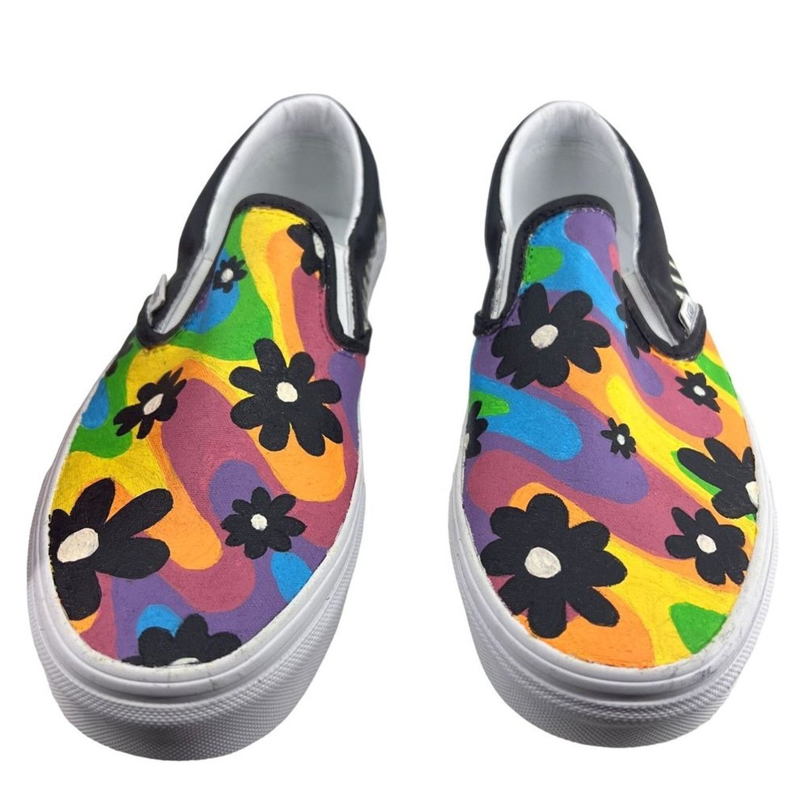 Vans Vans Hand Painted Colorful Psychedelic Black Flower Print Size US 8.5 / IT 38.5 - 3 Thumbnail