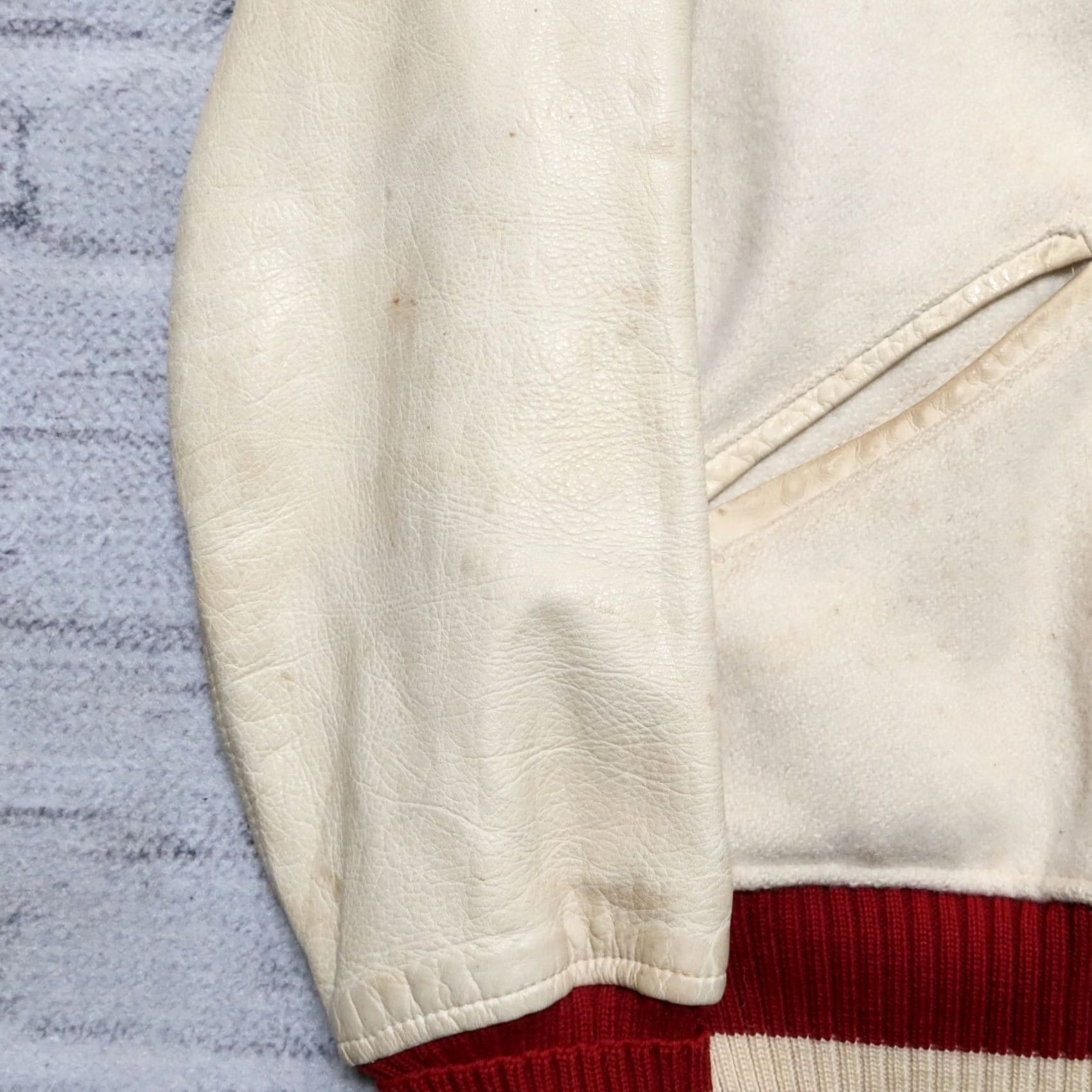 Vintage Vintage Stanford University Wool Leather Varsity Jacket Mens Jacket 44 White 90s Event Stanford University Varsity Jacket Mens Size US S / EU 44-46 / 1 - 2 Thumbnail