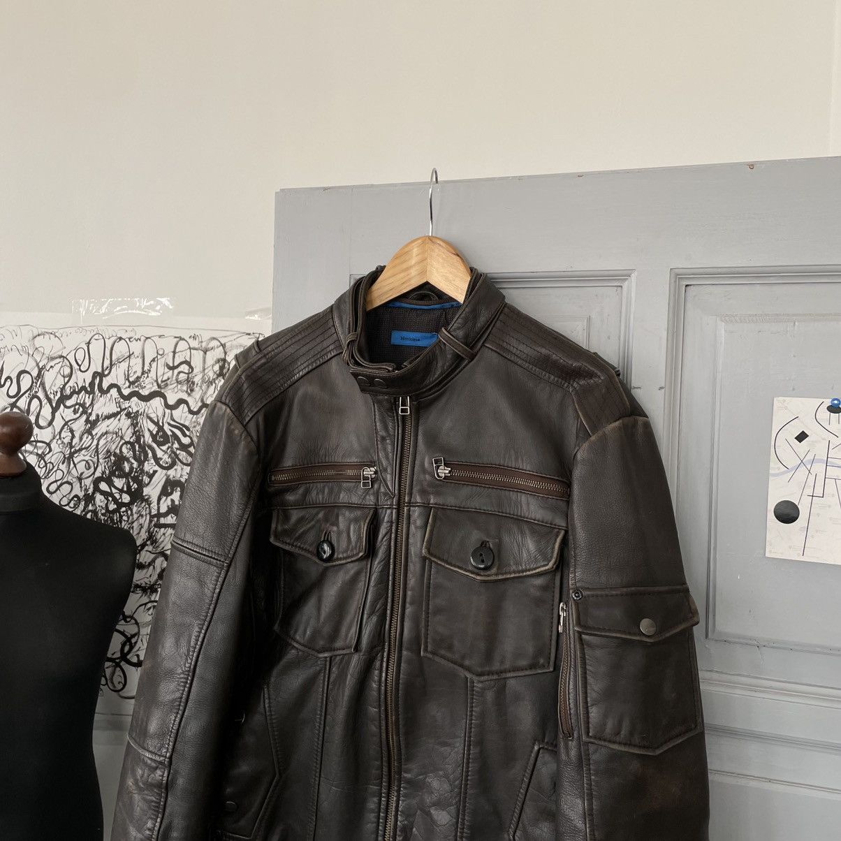 Vintage Vintage Avantgarde Cargo Leather Jacket sz M Size US M / EU 48-50 / 2 - 4 Thumbnail