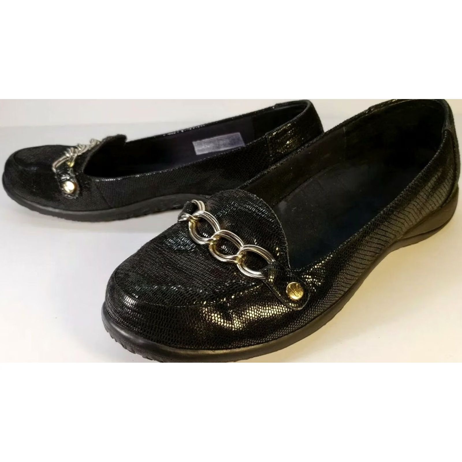 Vionic Vionic Alda Loafer Women's Black Leather Chain Ornament Size 6.5M Size US 7 / IT 37 - 5 Thumbnail
