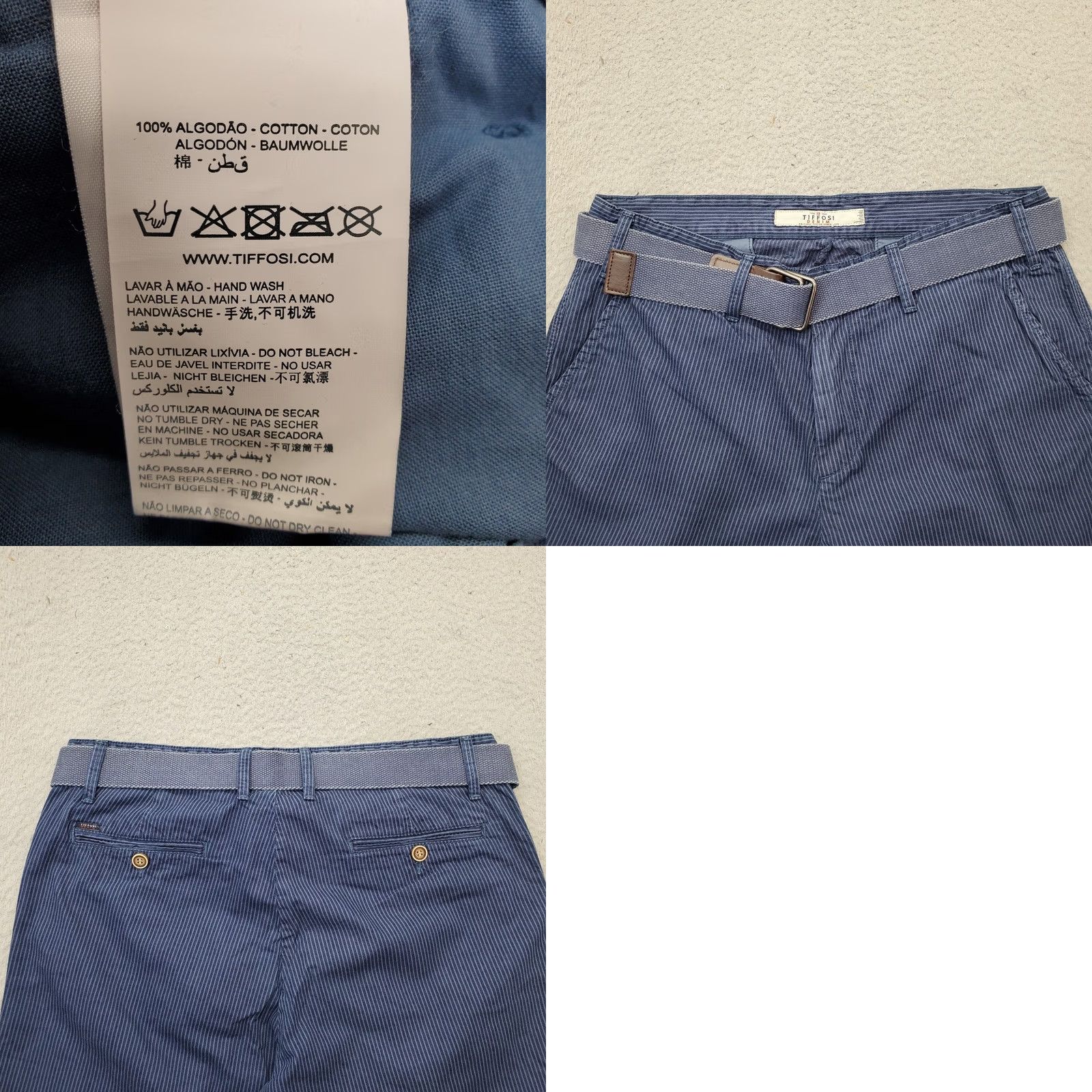 Vintage Vtg Tiffosi Bermuda Shorts Mens Medium Multi Pinstripe Flat Front Belted Waist Mens Size M Twist on Front Shaped Pocket Size US 31 - 8 Thumbnail