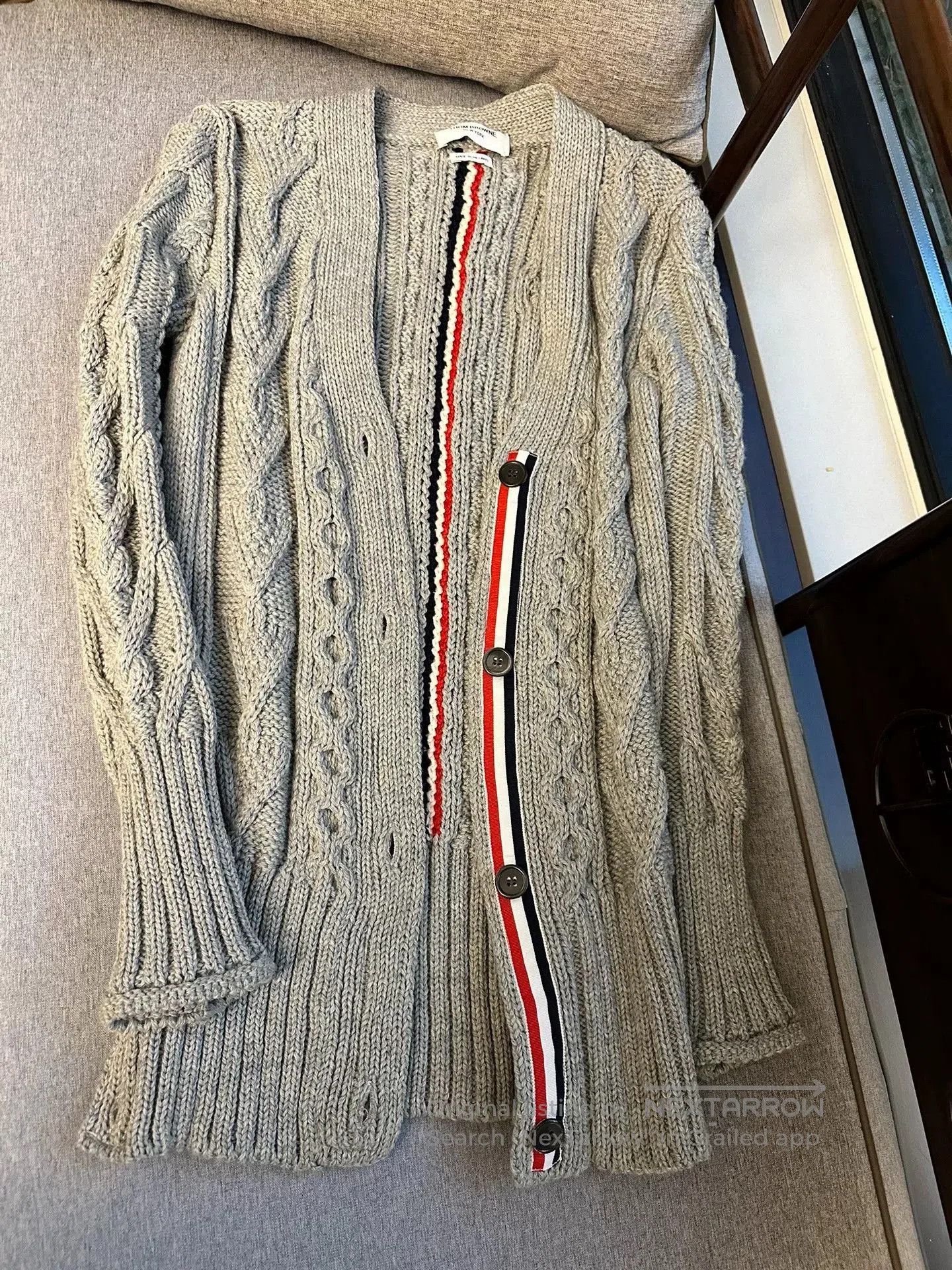 Thom Browne gray classic cable knit cardigan sweater. Size US S / EU 44-46 / 1 - 2 Thumbnail