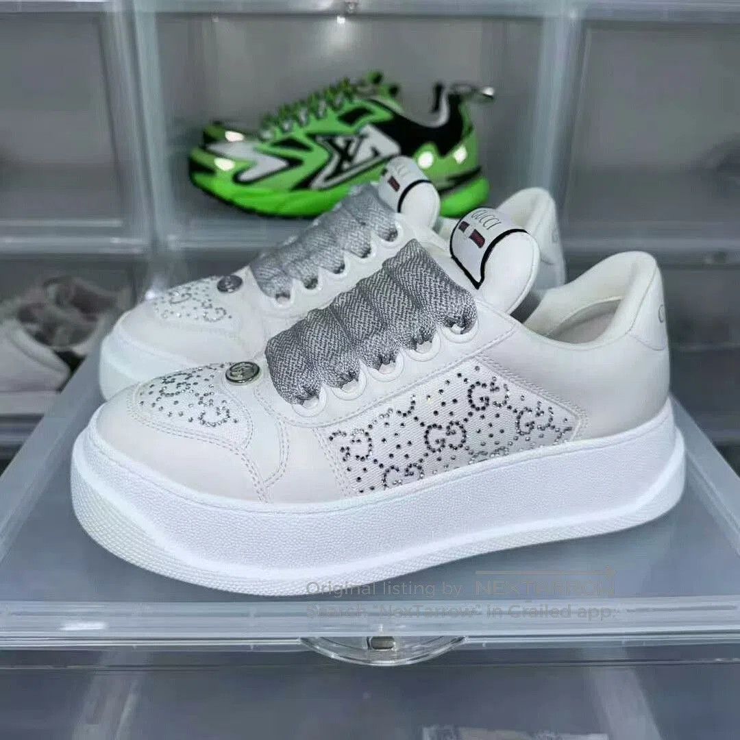 Gucci gucci stylish sneakers with rhinestones in gray. Size US 6.5 / IT 36.5 - 1 Thumbnail
