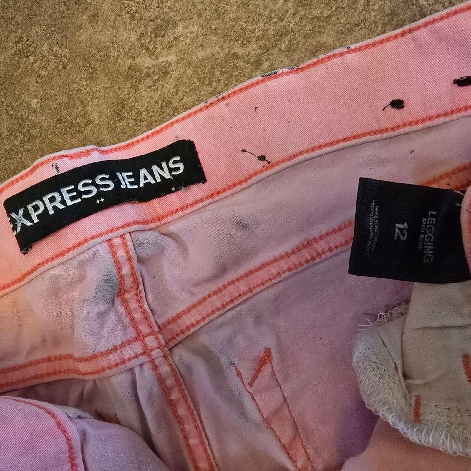 Express Pink Black Distressed | EXPRESS | Colored Jean Size 34" / US 12 / IT 48 - 3 Thumbnail