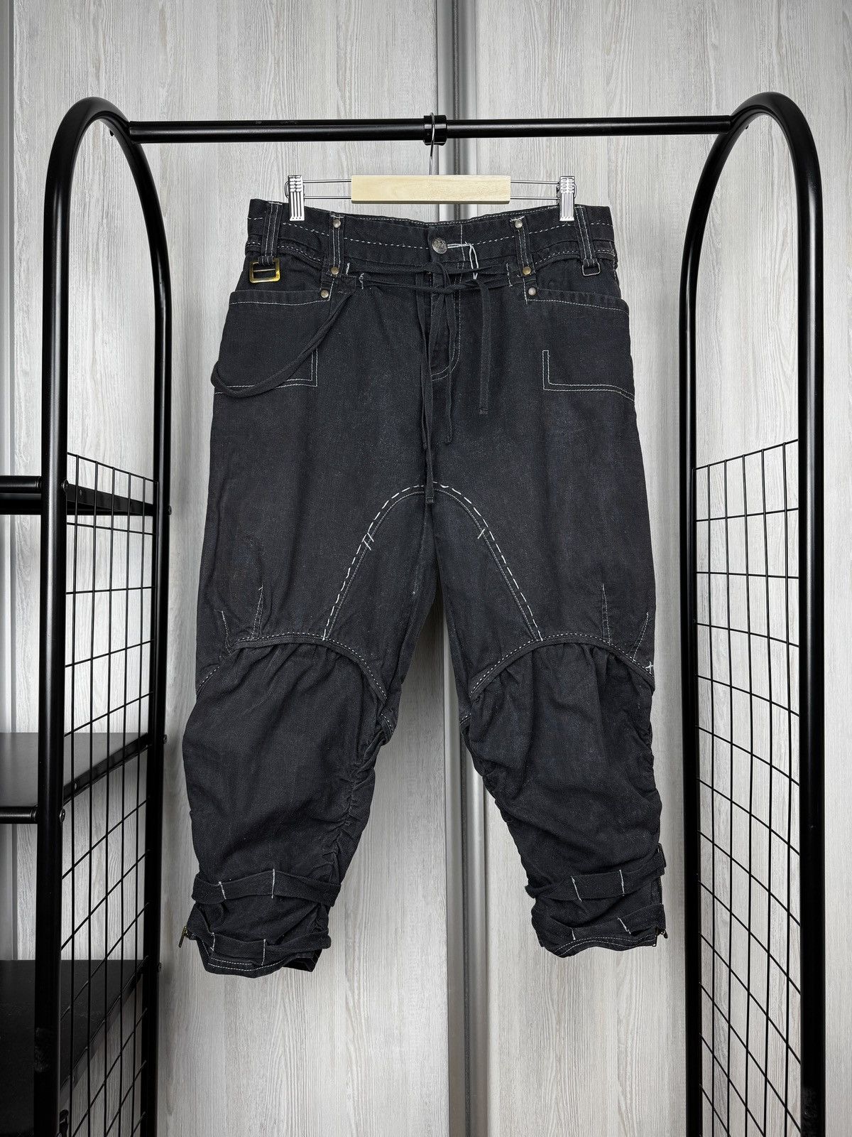 If Six Was Nine R867 y2k Avant Garde bondage style assymetrical pants cargo Size 32" / US 10 / IT 46 - 1 Thumbnail