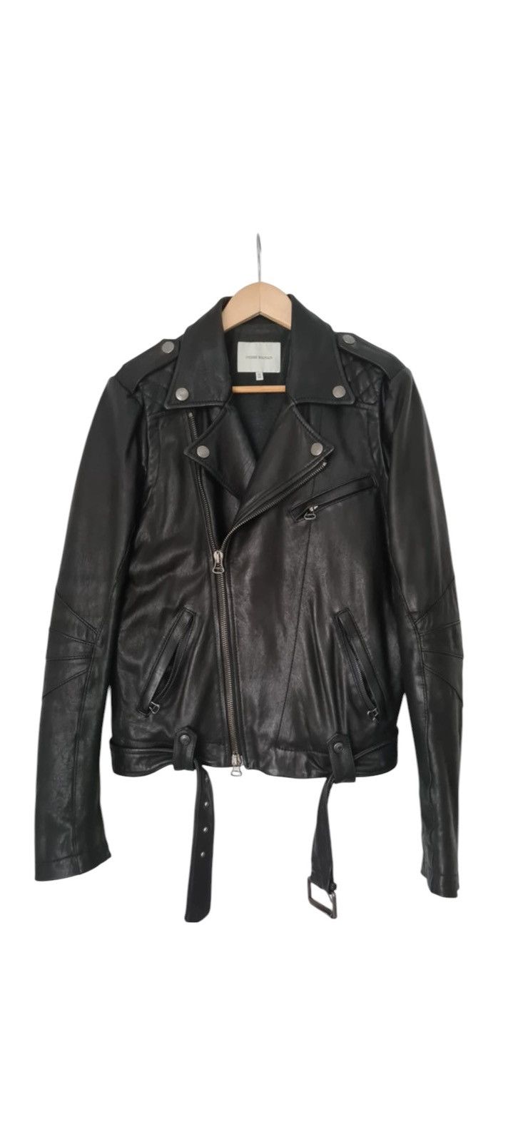 Balmain Balmain 2011 Runway Leather Raccoon Fur Cozy Wool Jacket