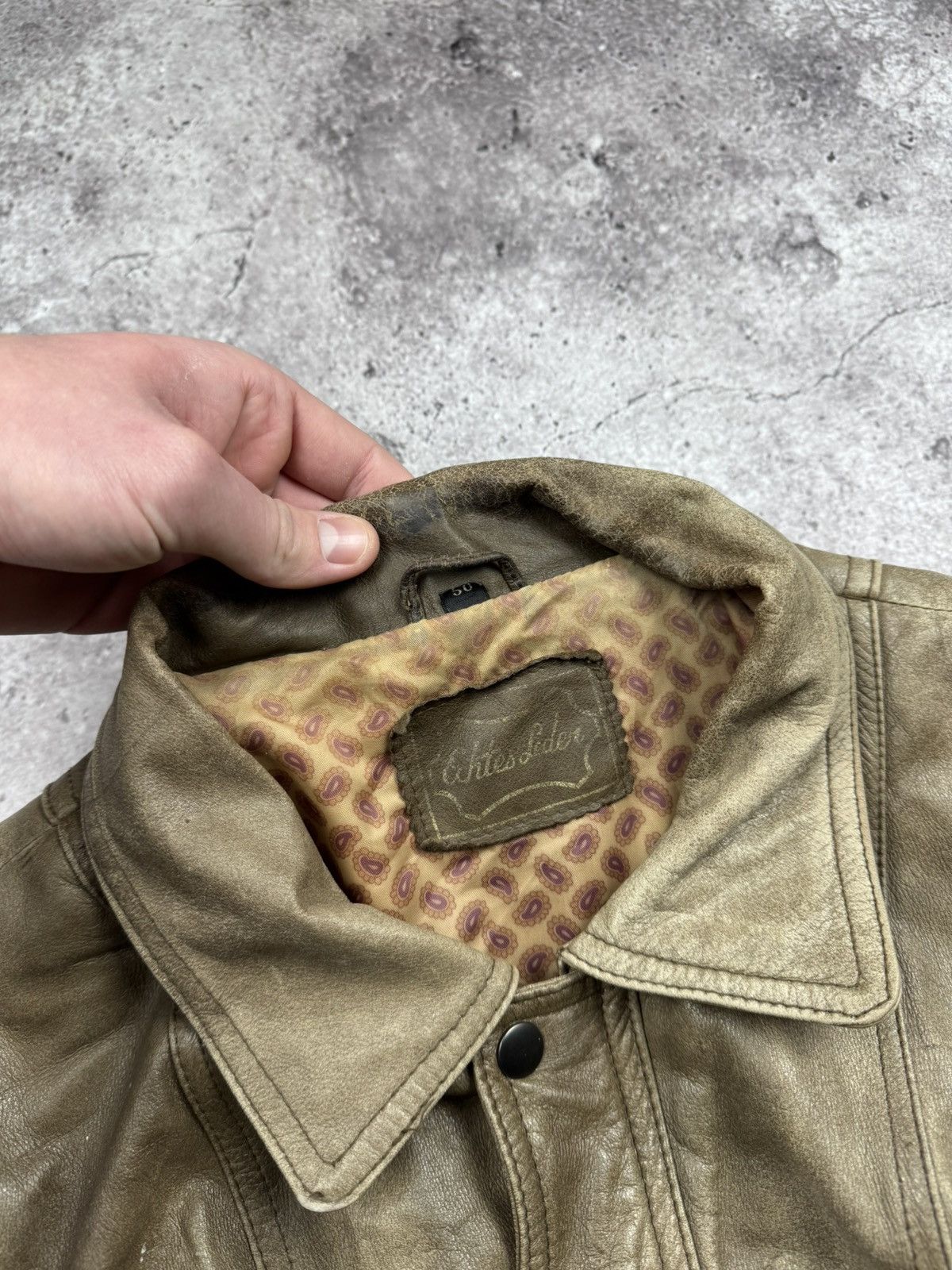 Japanese Brand Vintage Kapital Style Faded Distressed Bomber Leather Jacket Size US M / EU 48-50 / 2 - 6 Thumbnail