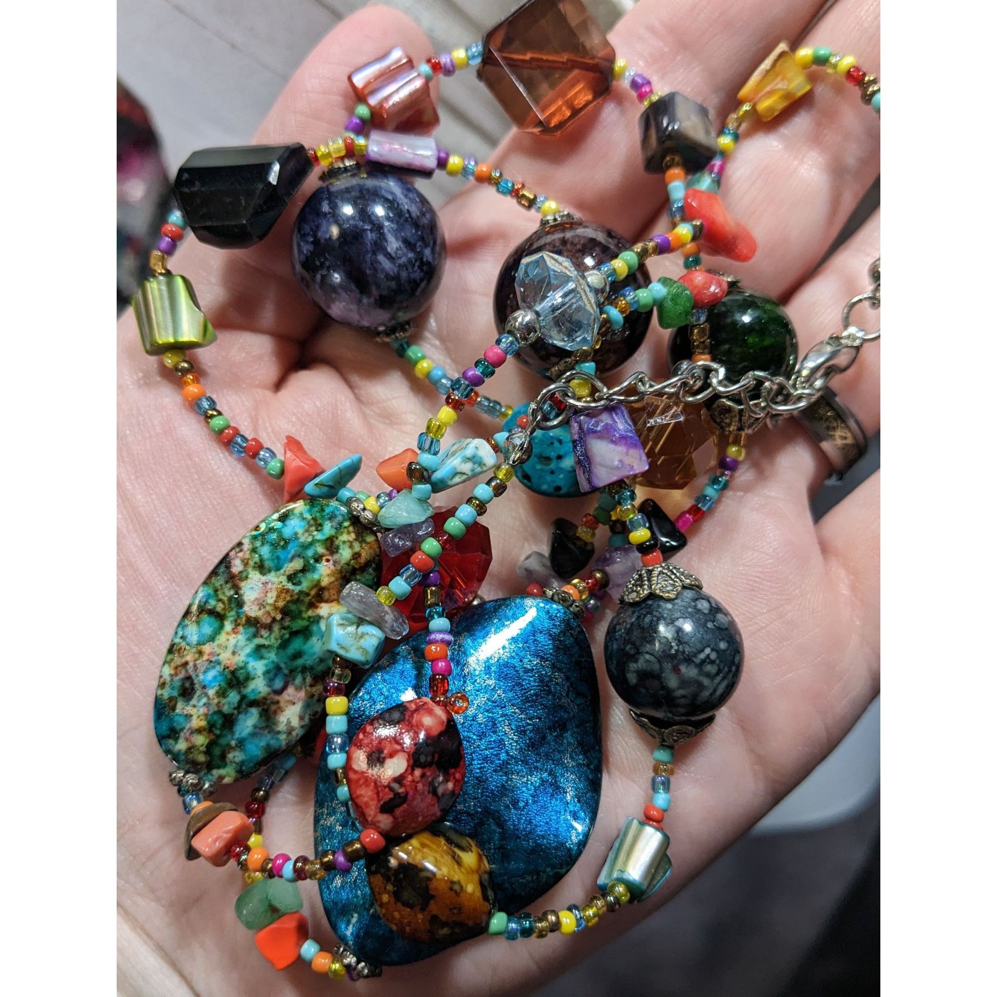 Other Rainbow Aristic Beaded Mixed Material Station Necklace Size ONE SIZE - 3 Thumbnail