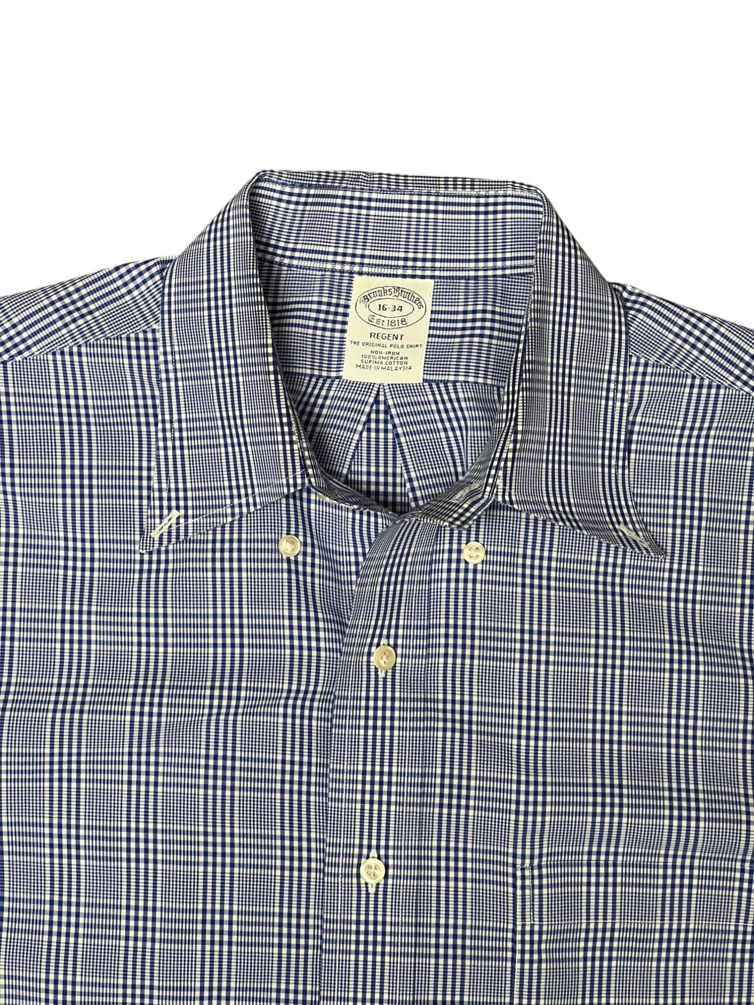 Brooks Brothers Brooks Brothers Regent Button Down Shirt 16-34 Blue Check Size US M / EU 48-50 / 2 - 6 Thumbnail