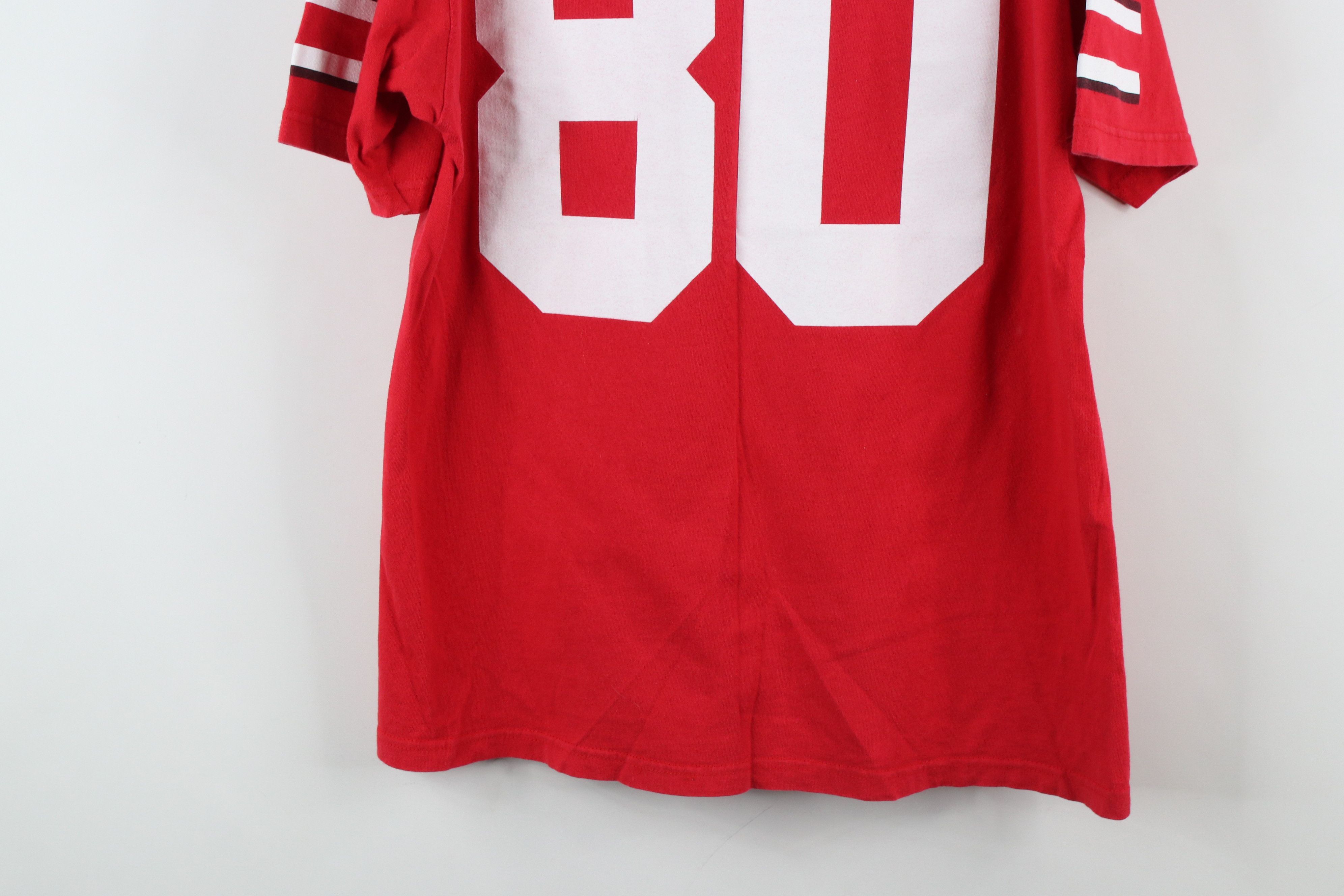 Nike × Vintage Vintage Nike University Football Jersey T-Shirt Red #80 Size US S / EU 44-46 / 1 - 13 Thumbnail