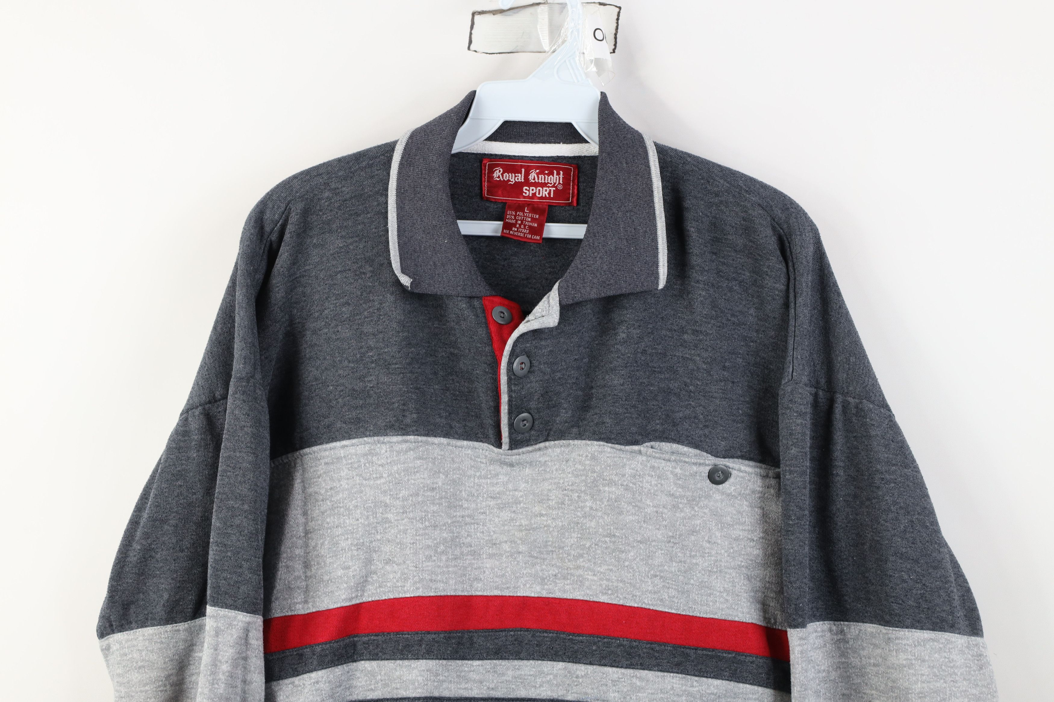 Vintage Vintage 90s Streetwear Block Pullover Collared Sweatshirt Size US L / EU 52-54 / 3 - 2 Thumbnail