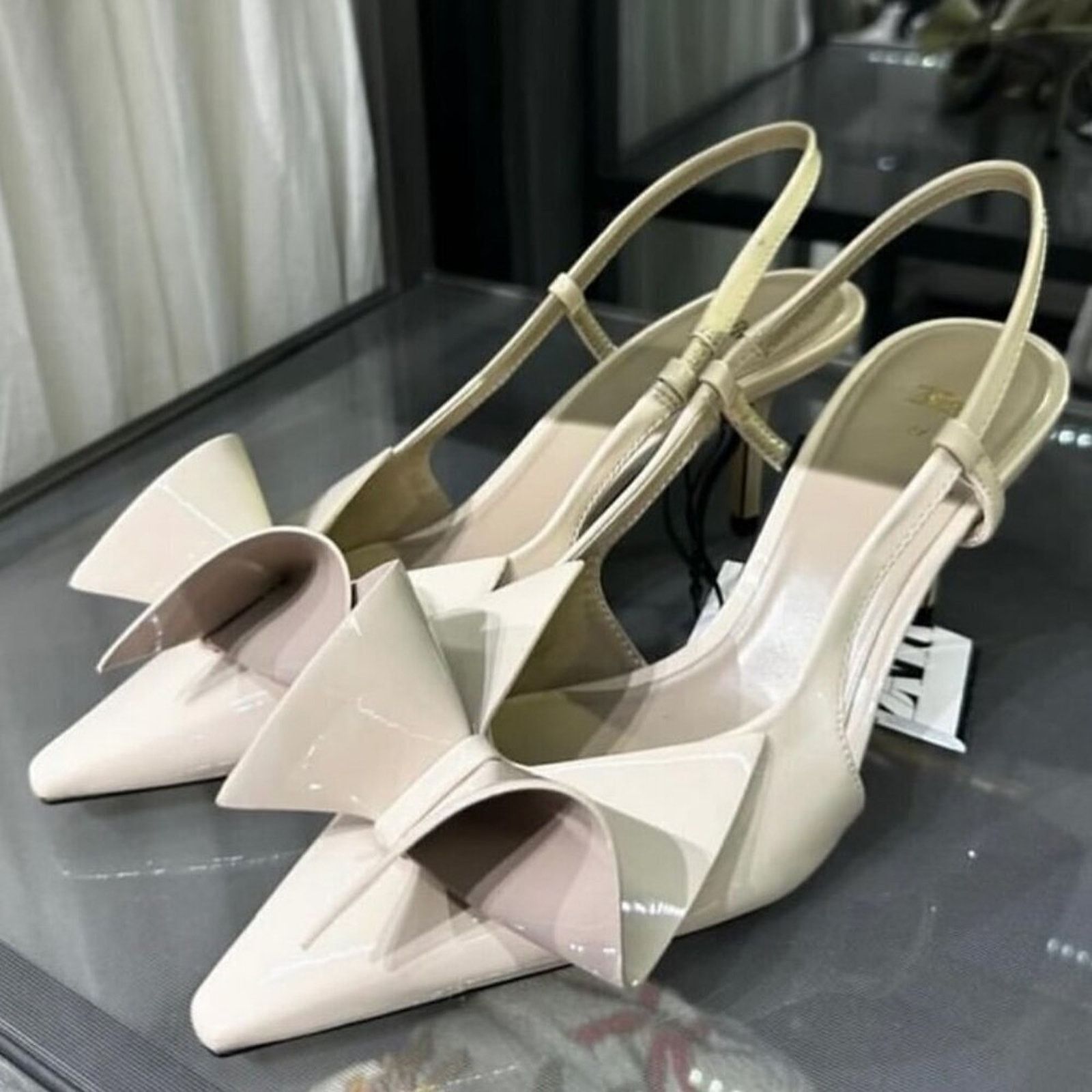 Zara ZARA Faux Patent Leather Slingbacks Size US 7.5 / IT 37.5 - 7 Thumbnail