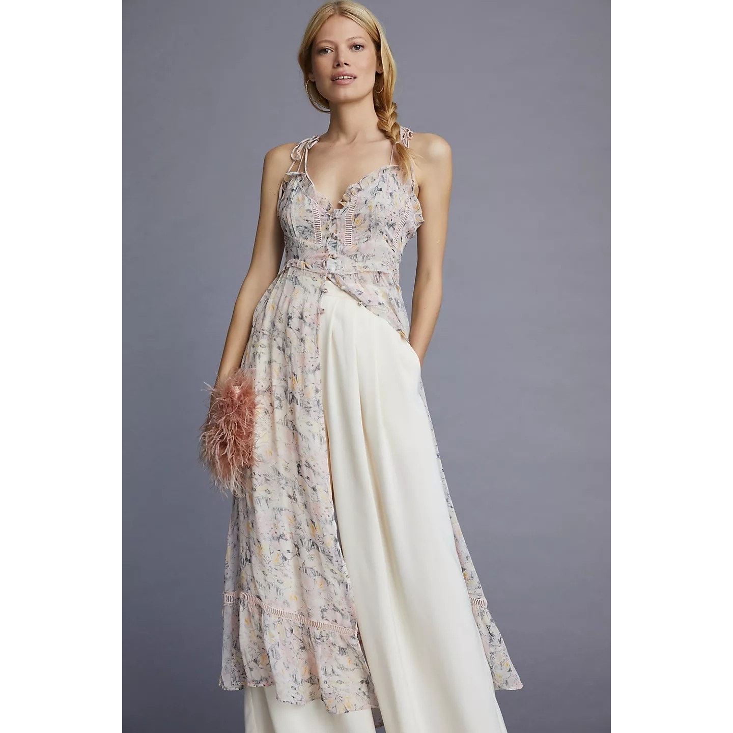 Anthropologie By Anthropologie Sheer Curtain MAXI Top $130 X-SMALL Floral Size XS / US 0-2 / IT 36-38 - 1 Thumbnail
