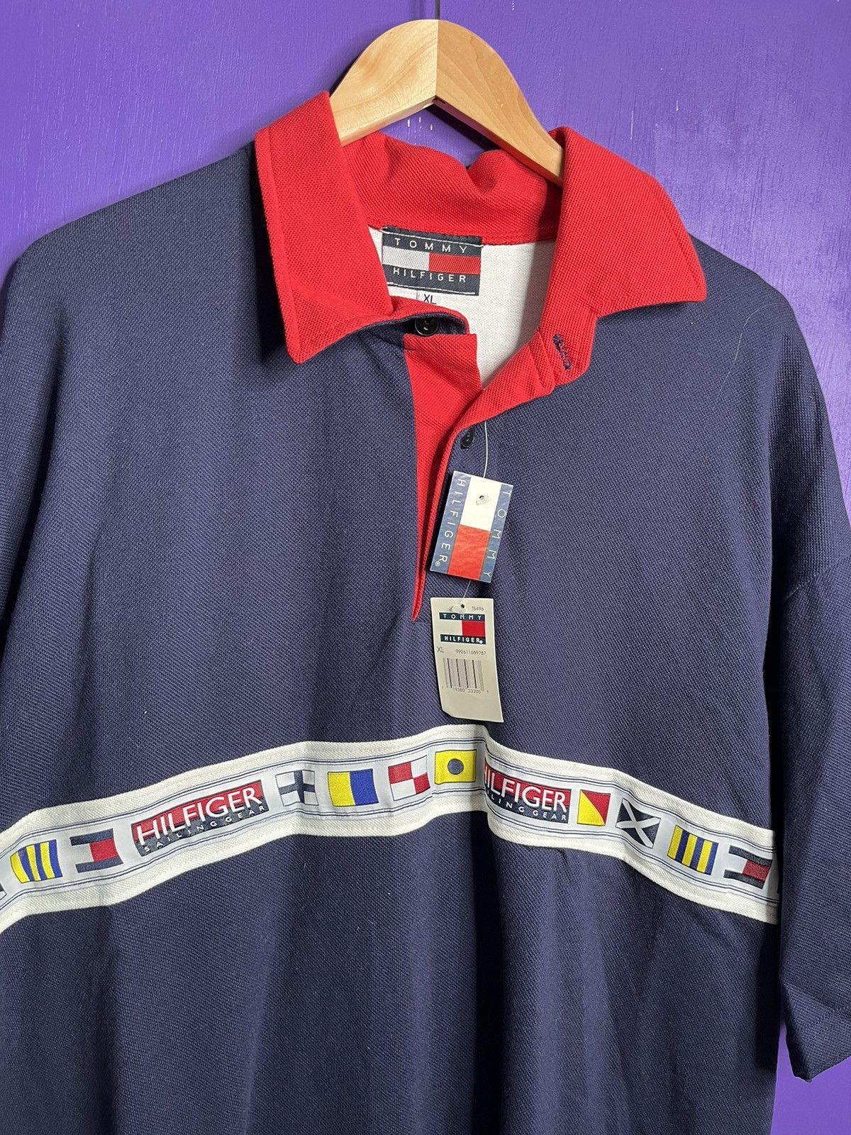 Tommy Hilfiger × Vintage Vintage 90s Tommy Hilfiger flags polo shirt Size US XL / EU 56 / 4 - 3 Thumbnail