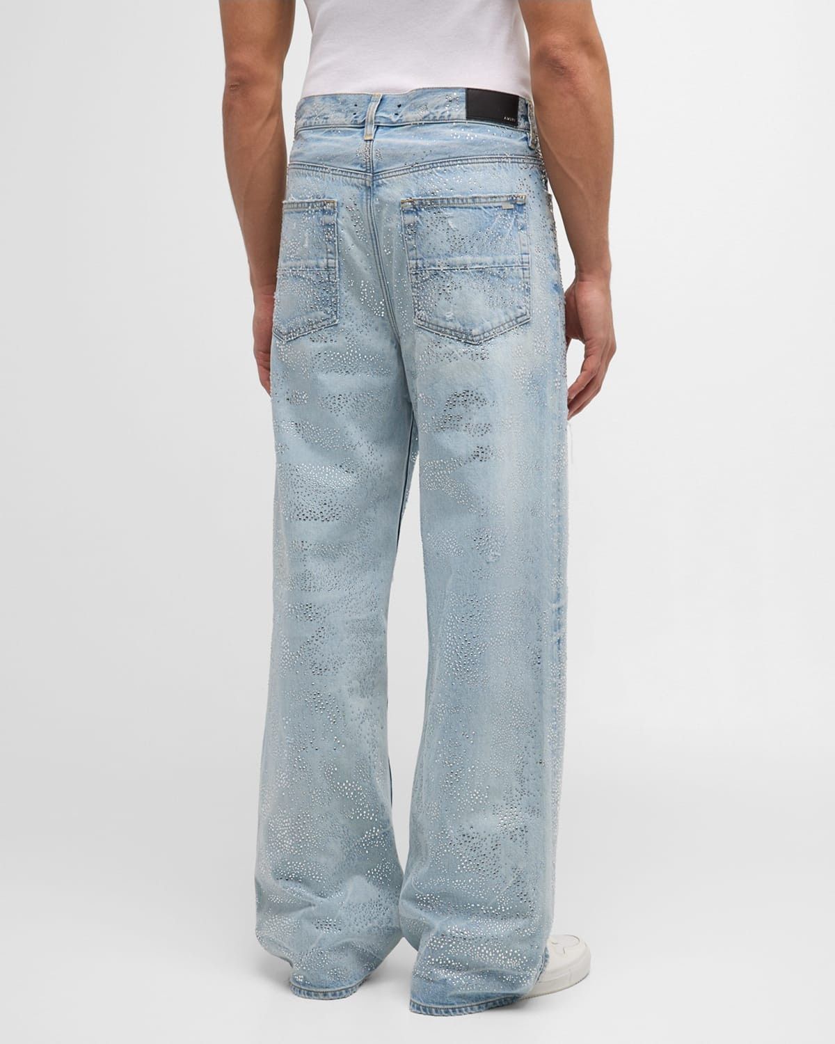 Amiri o1s1wg110525 Crystal-Embellished Repaired Baggy Jeans Blue Size US 34 / EU 50 - 5 Thumbnail