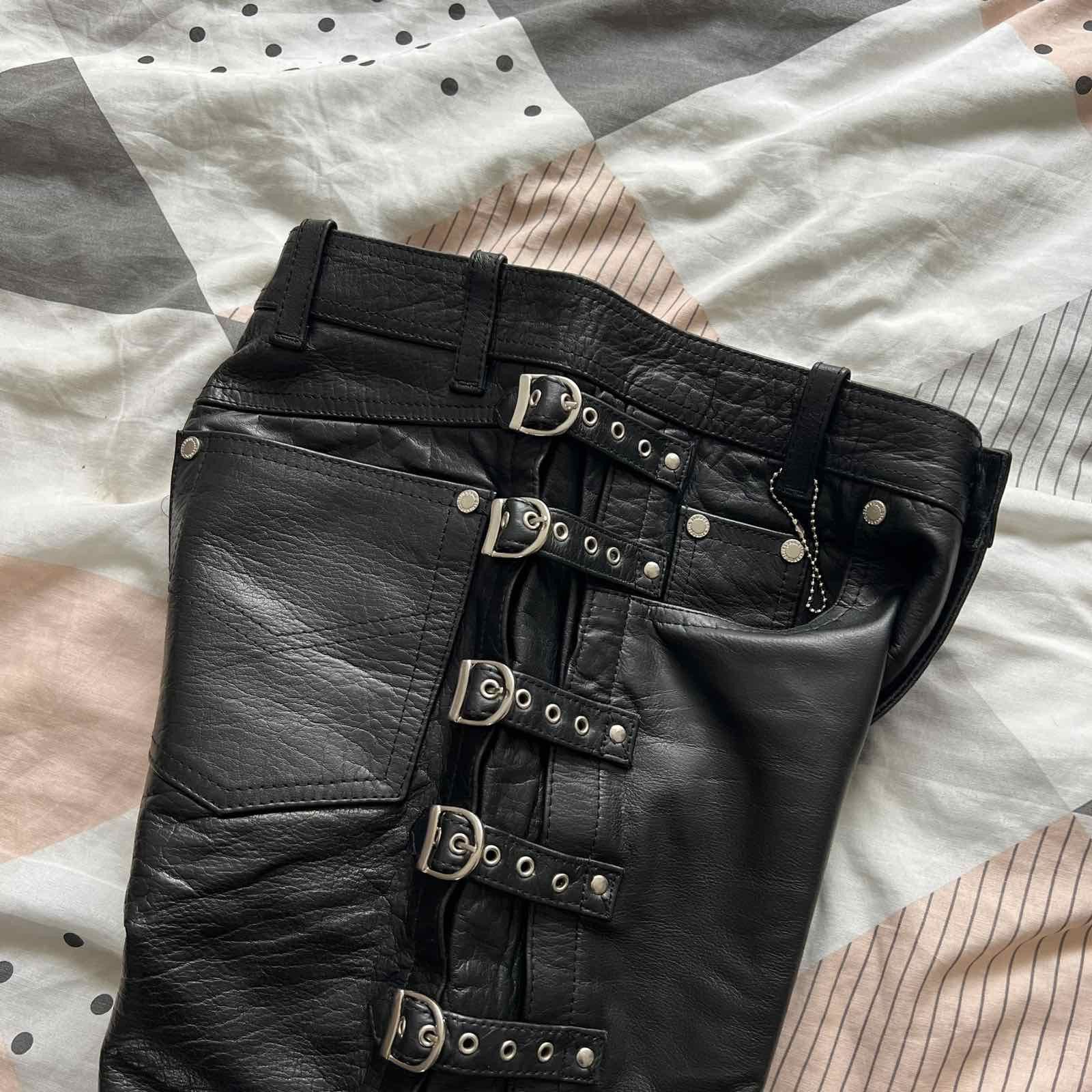 Vintage Rare Avant Garde Biker Leather Pants Sz 28 Size US 28 / EU 44 - 3 Thumbnail