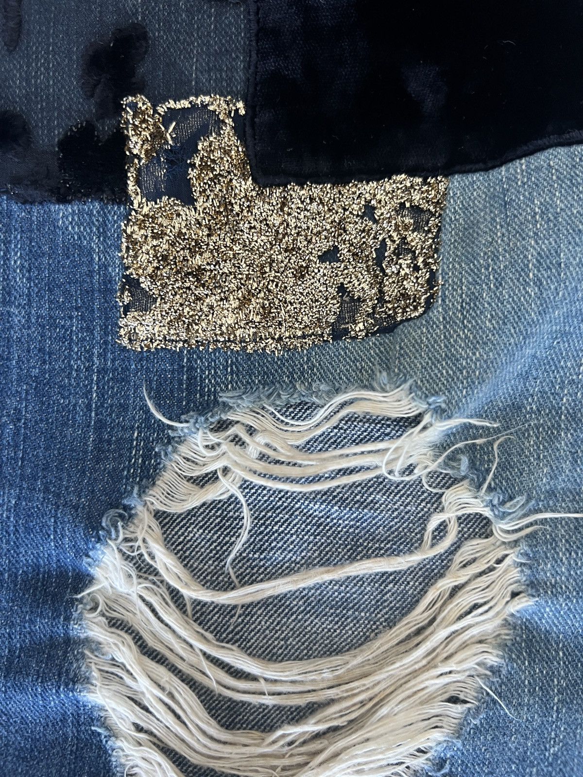 Number (N)ine Number (N)ine AW03 “Touch Me Im Sick” Patchwork Denim Size US 31 - 12 Thumbnail