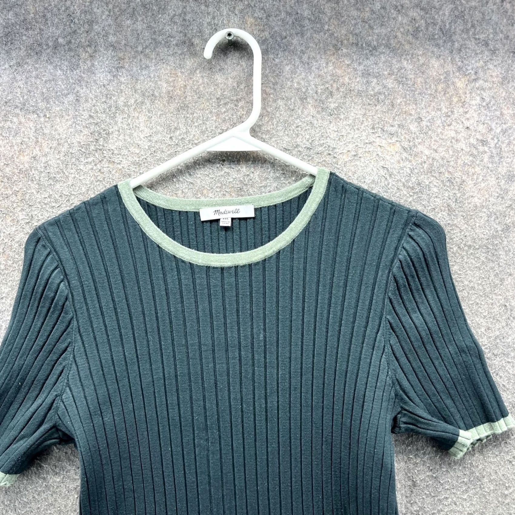 Madewell Madewell Dress Womens 2XL Green Ribbed Knit Short Sleeve Midi Bodycon Crewneck Size 40" / US 18 - 7 Thumbnail