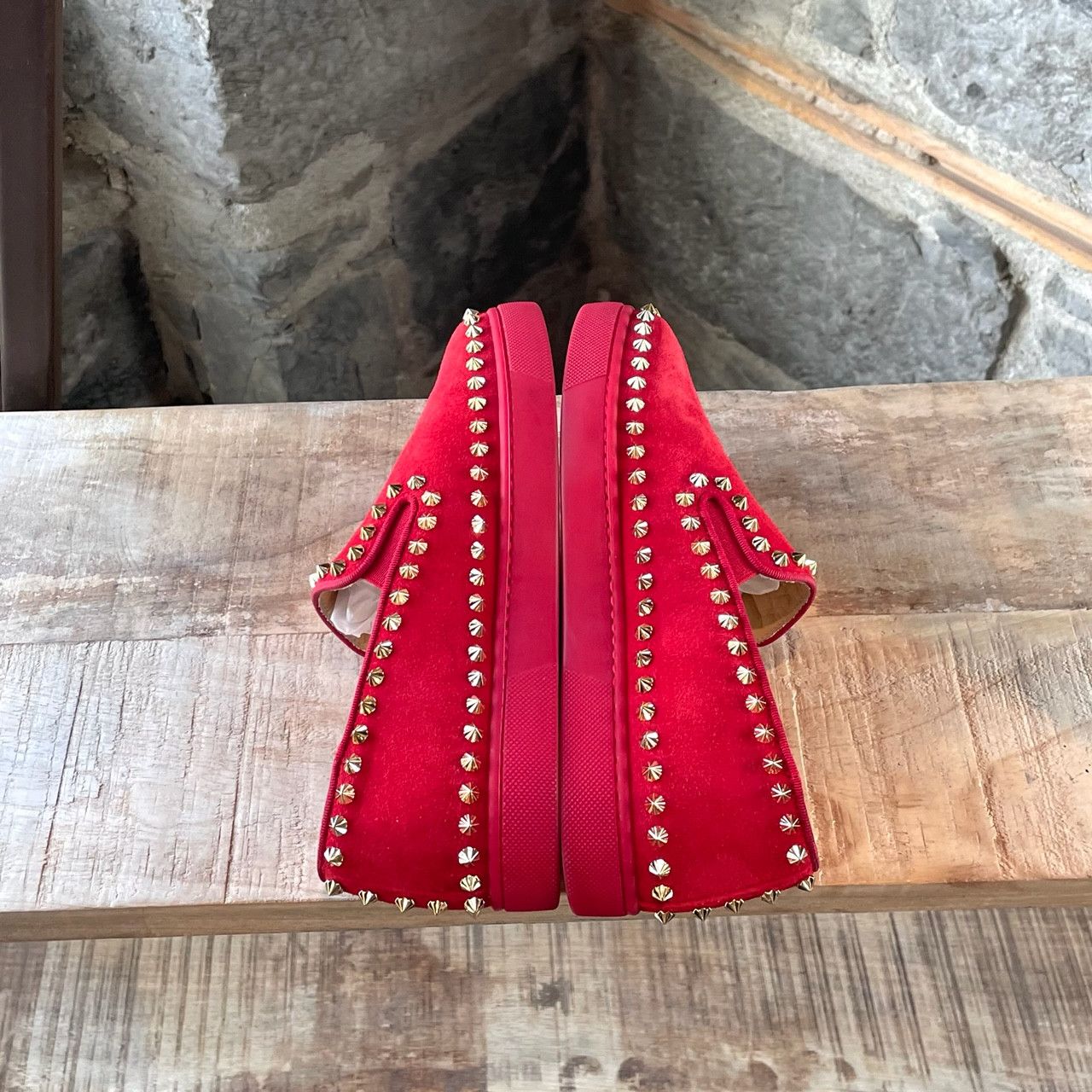 Christian Louboutin Christian Louboutin Red Suede Pik Boat Slip On Sneakers Size US 6 / IT 36 - 7 Thumbnail
