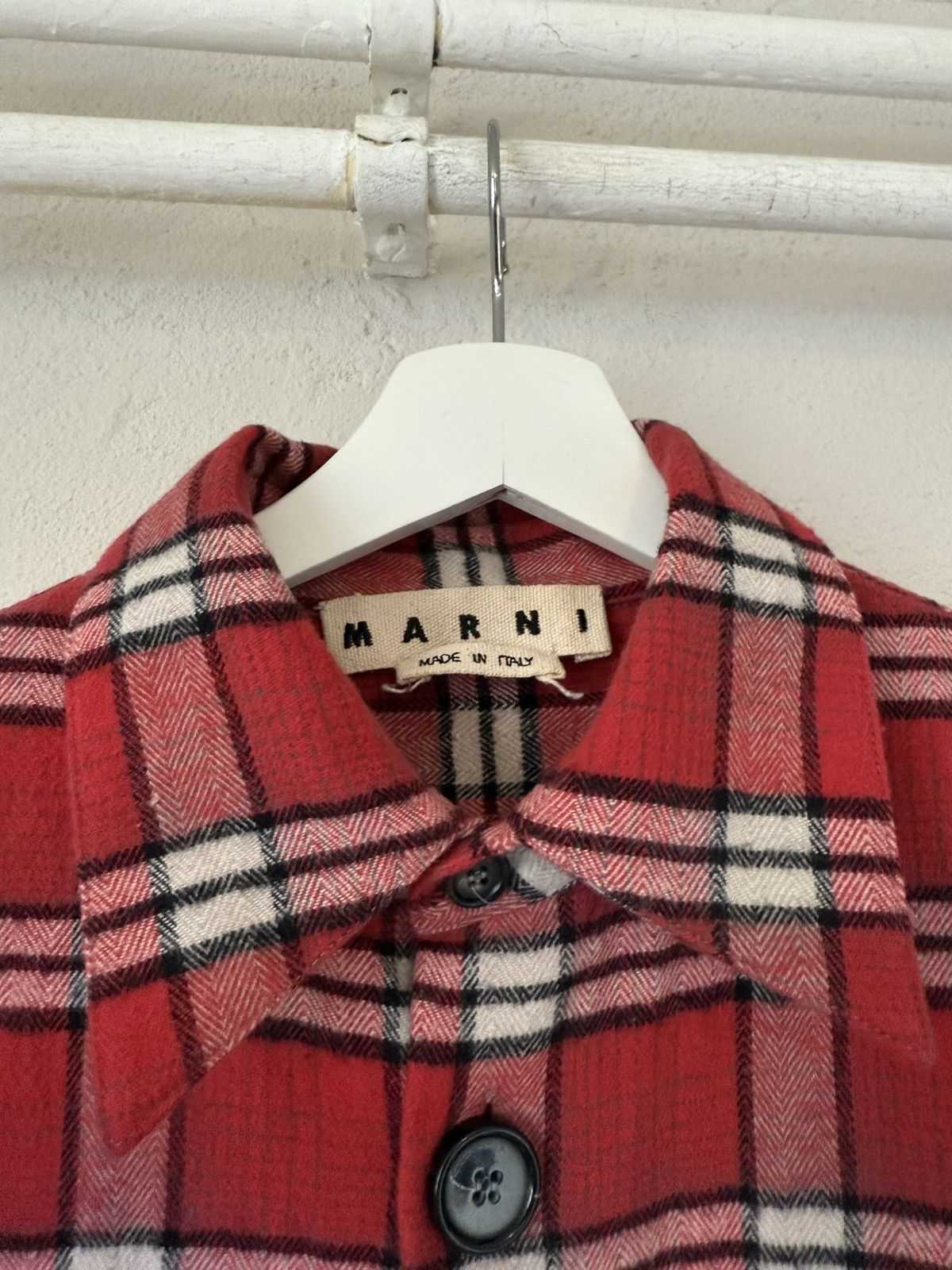 Marni Marni Red Plaid Brushed Cotton Overshirt Size US L / EU 52-54 / 3 - 5 Thumbnail