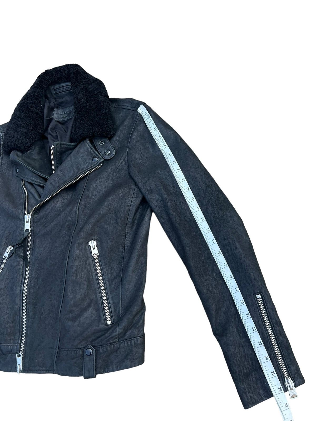 Allsaints AllSaints Shearling Collar Hanoi Leather Biker Jacket Size US S / EU 44-46 / 1 - 8 Thumbnail