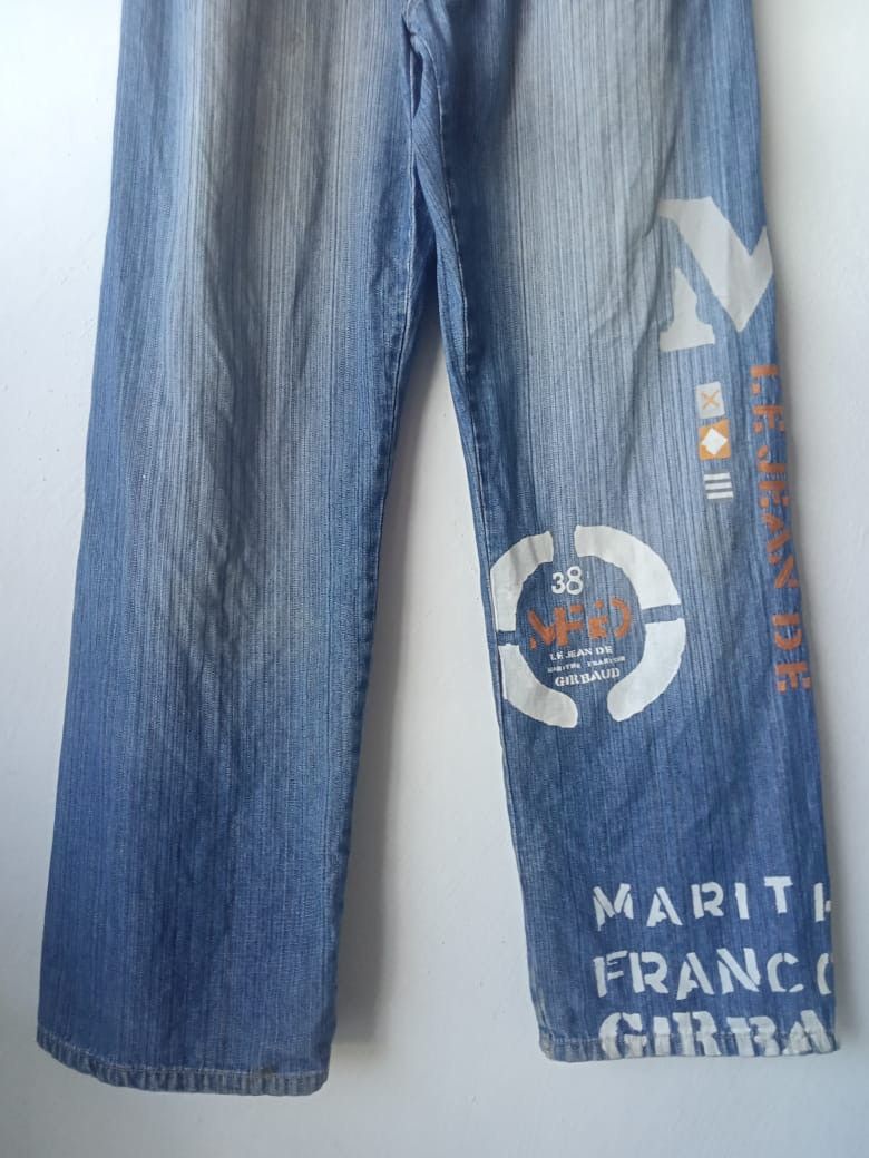 Marithe + Francois Girbaud MFG Distressed Embroidered Spellout Big Logo Baggy Jeans Size US 38 / EU 54 - 3 Thumbnail