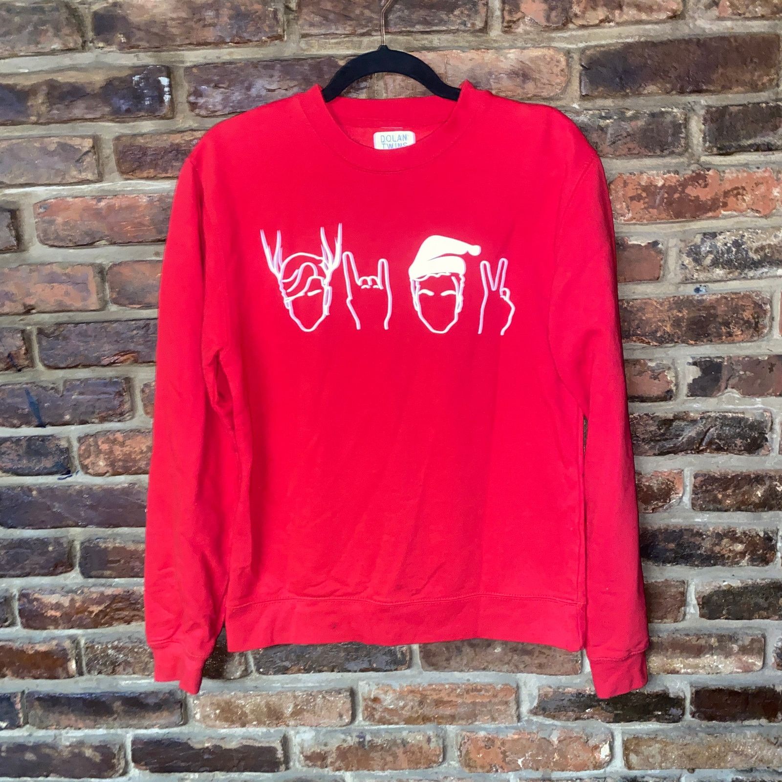 Other Dolan Twin Red Peace Rock Graphic Christmas Sweatshirt Small Grailed