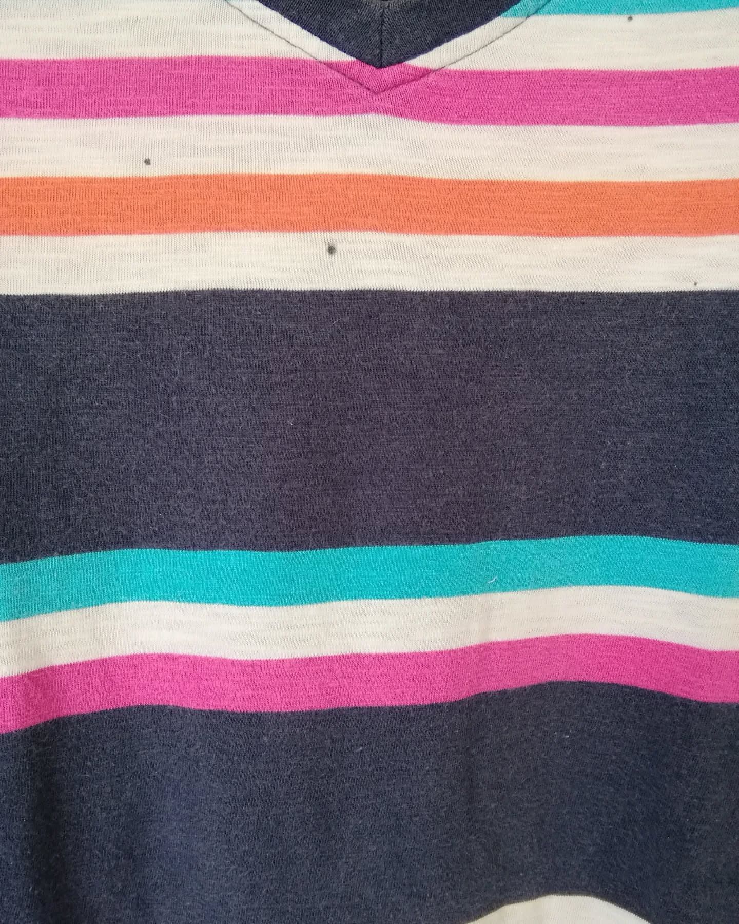 Angelo Litrico Angelo Litrico Striped V-Neck T-Shirt Multicolor Size US M / EU 48-50 / 2 - 2 Thumbnail