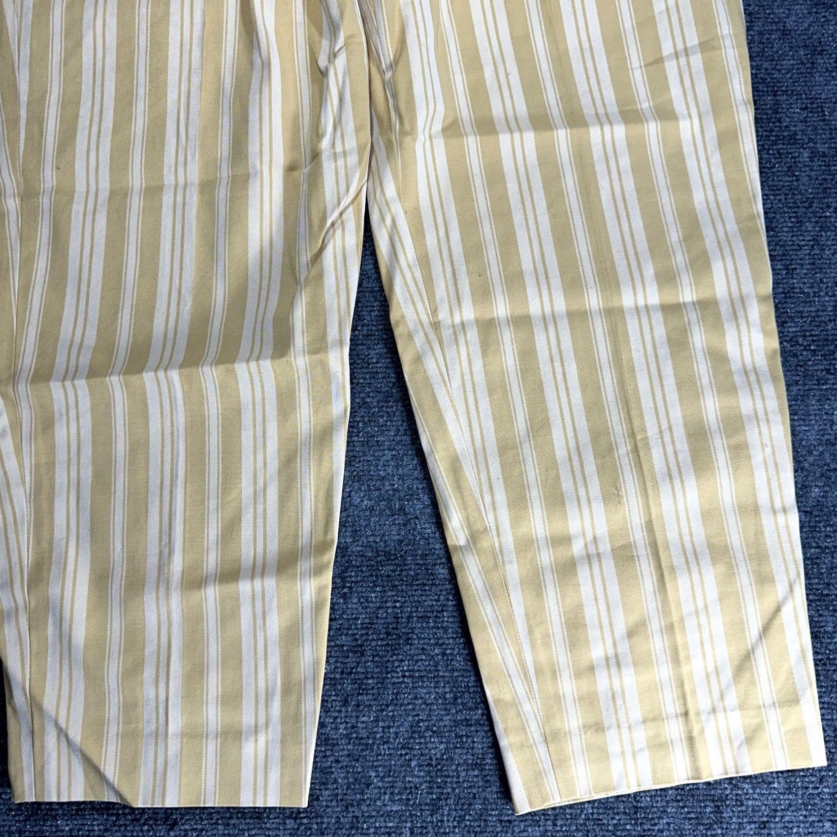 Club Monaco Club Monaco Pants Womens 12 Matie Slim Crop Yellow Stripe Cotton Elastane Slim Fit Straight Leg Stripe Pattern Vintage: No Women Size 12 Size 34" / US 12 / IT 48 - 2 Thumbnail