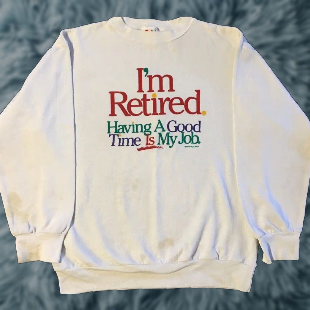 Vintage VINTAGE 90s Grandpa Hoodie M White Distressed Sweatshirt Im Retired Faded Joke Dad Grunge 80s 90s Size US M / EU 48-50 / 2 - 1 Thumbnail