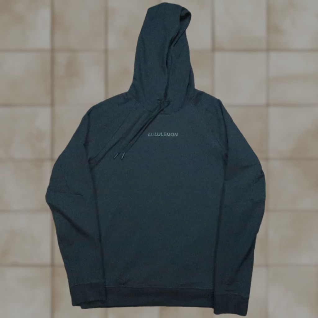 Lululemon Hoodie Men M Blue City Sweat Logo Pullover Hooded Long Sleeve Sweatshirt