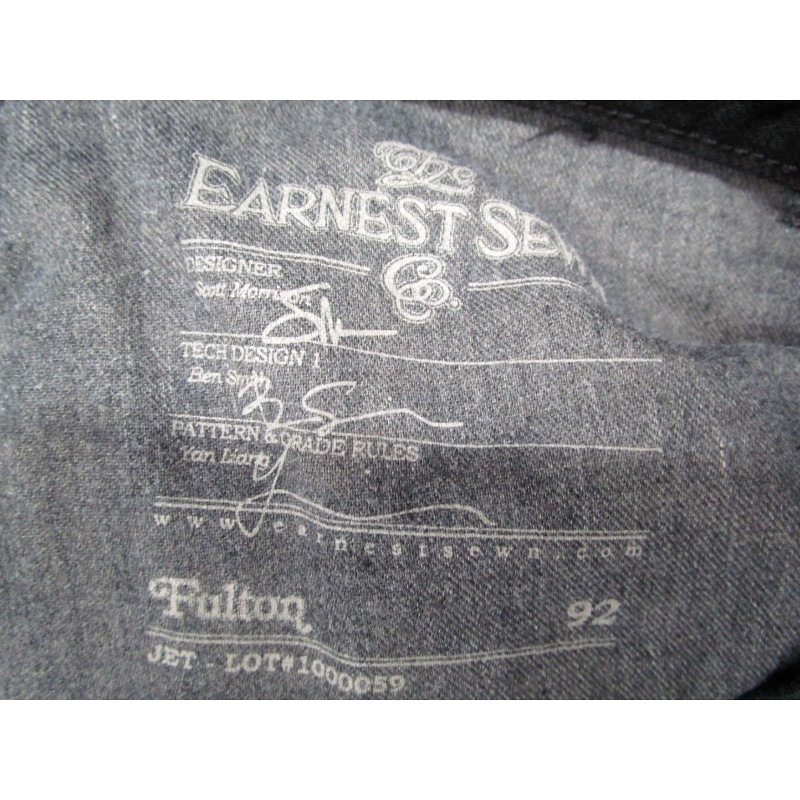Vintage Earnest Sewn Men's Black Denim Jeans Fulton 92 Straight 32x27 Classic Fit Size US 32 / EU 48 - 3 Thumbnail