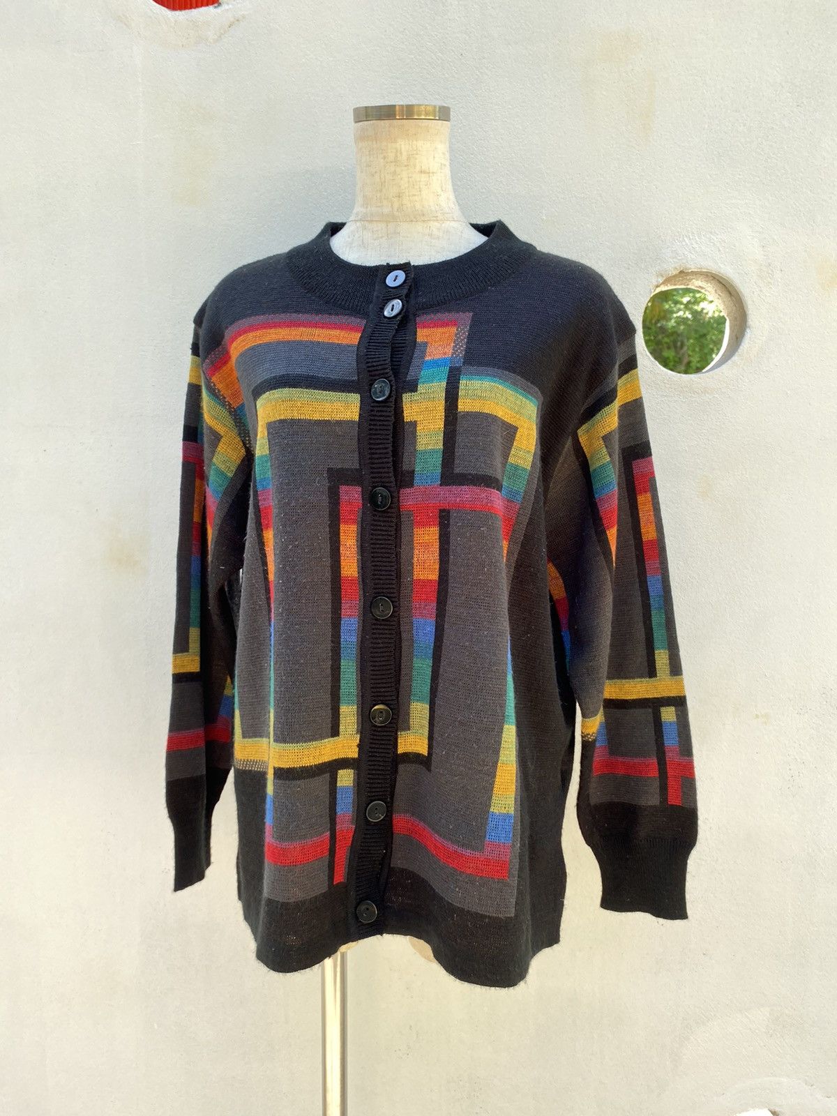 Designer × Vintage FINANCIER Black Knitted Cardigan Size L / US 10 / IT 46 - 7 Thumbnail